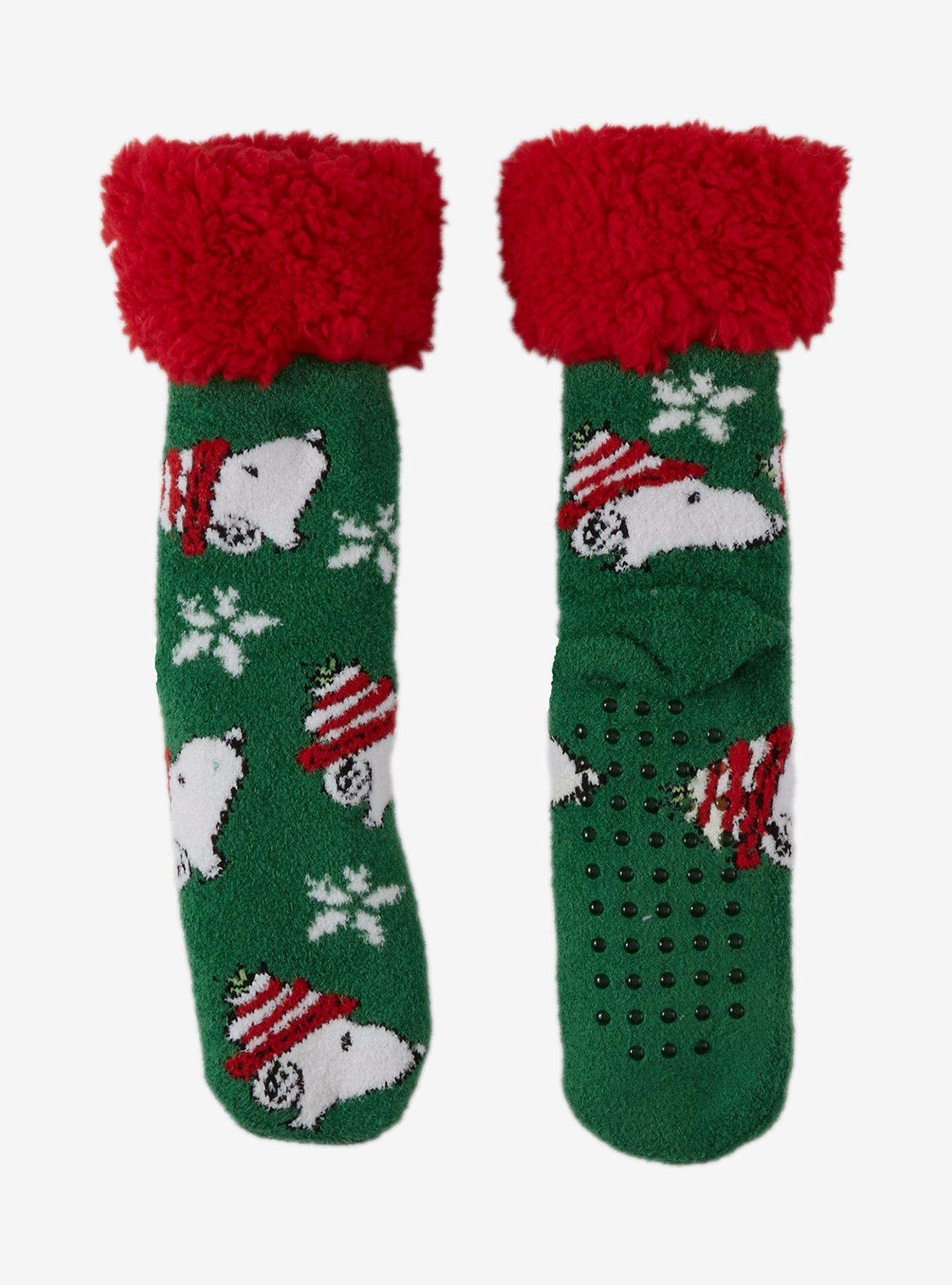 Peanuts Snoopy Festive Snowflakes Cozy Slipper Socks, , hi-res