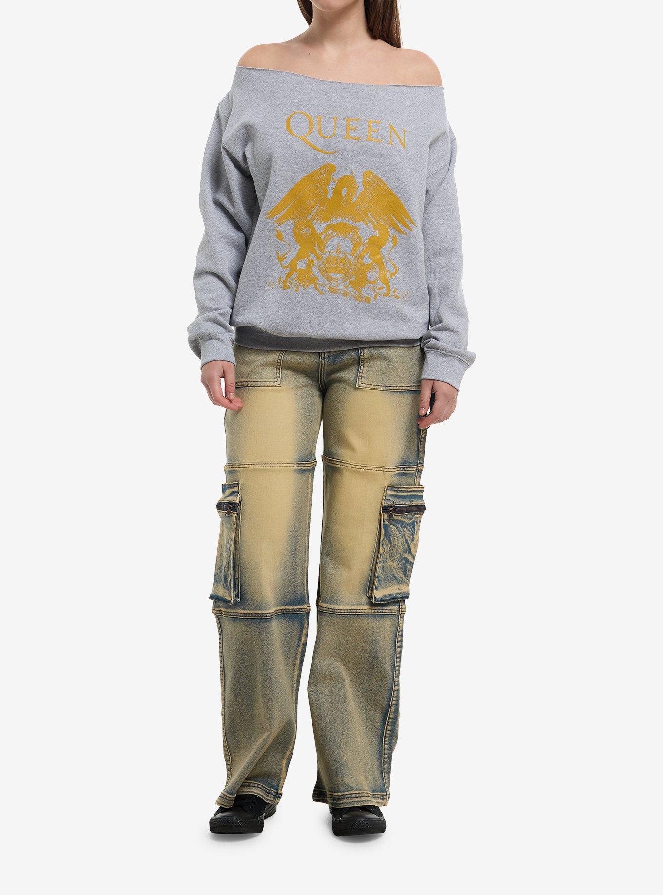 Queen Gold Crest Girls Off-Shoulder Sweatshirt, , hi-res