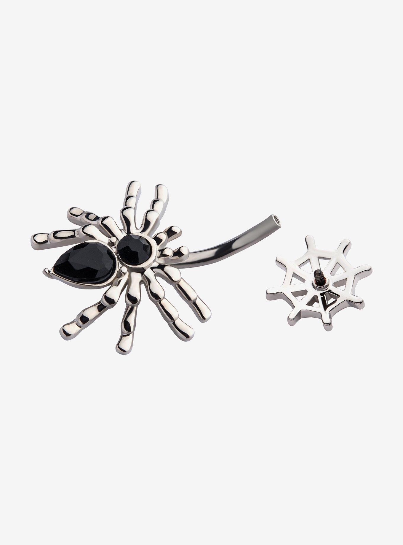 14G Steel Silver Spider Navel Barbell, , hi-res