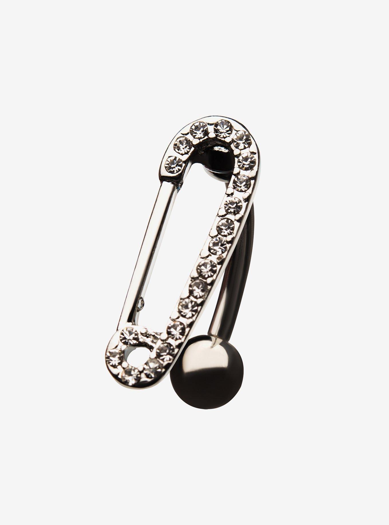 Steel Safety Pin Navel Barbell, , hi-res