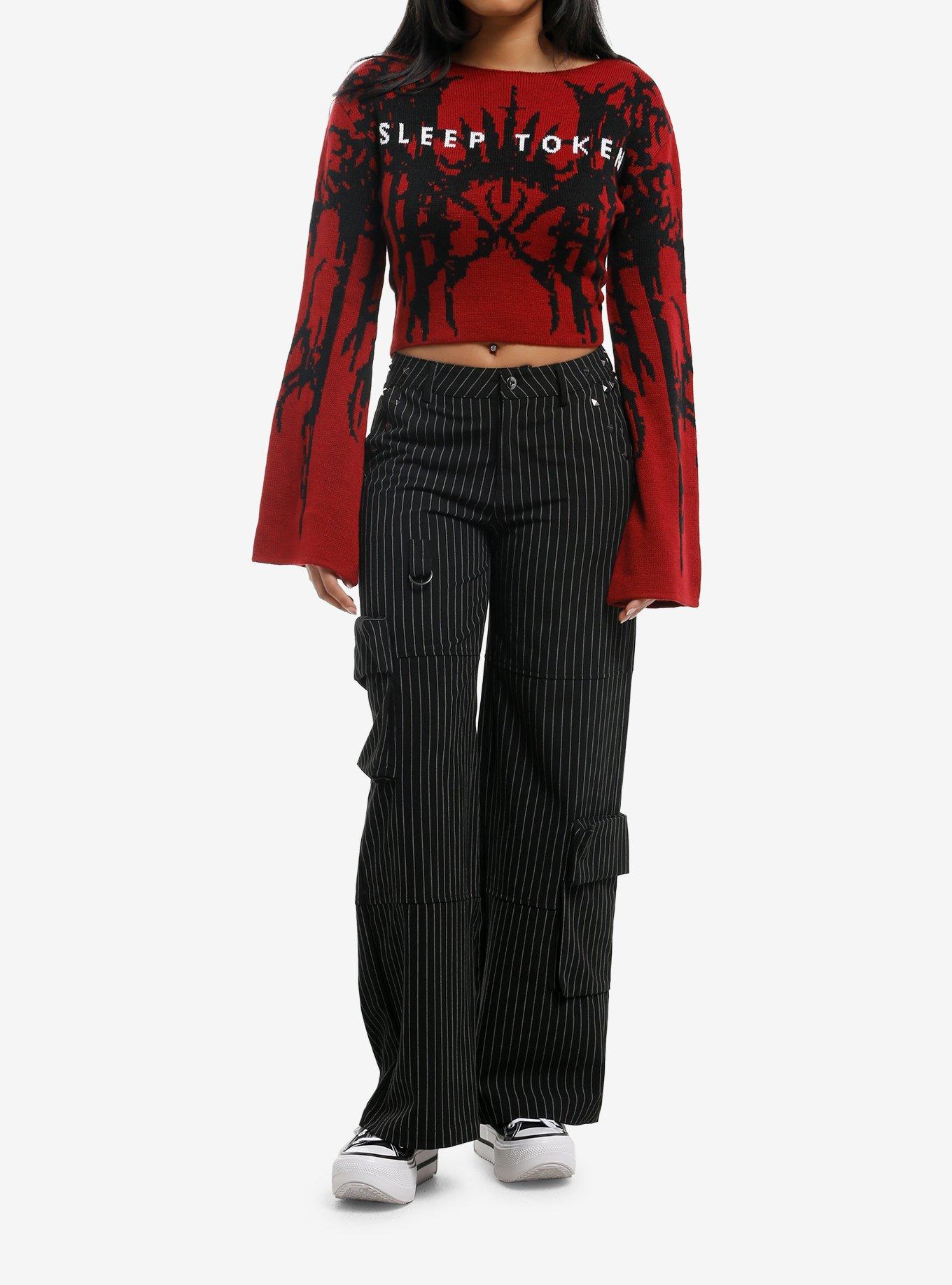 Sleep Token Runes Girls Bell Sleeve Sweater, BURGUNDY, alternate