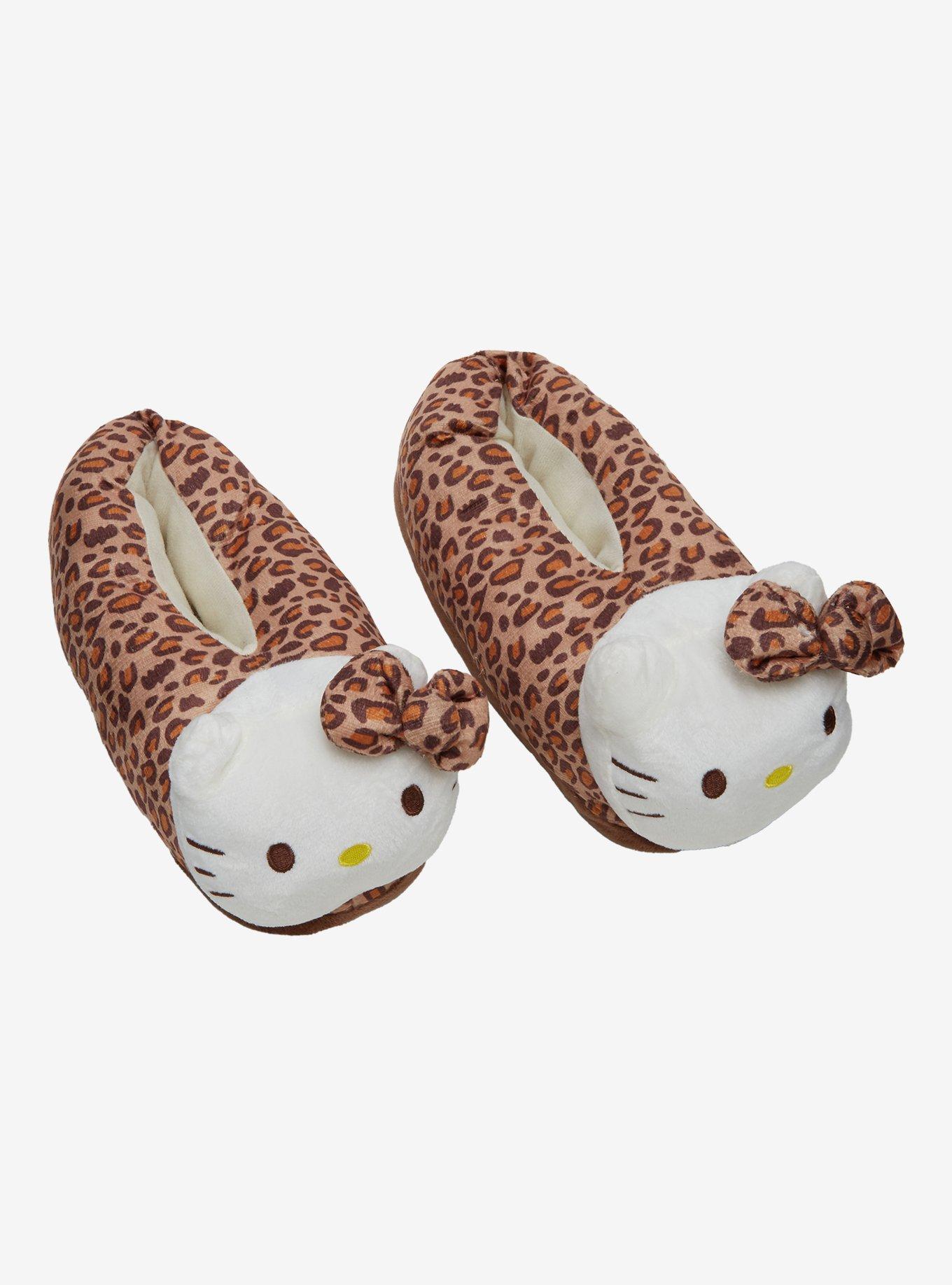 Hello Kitty Leopard Print Plush Slippers, , hi-res
