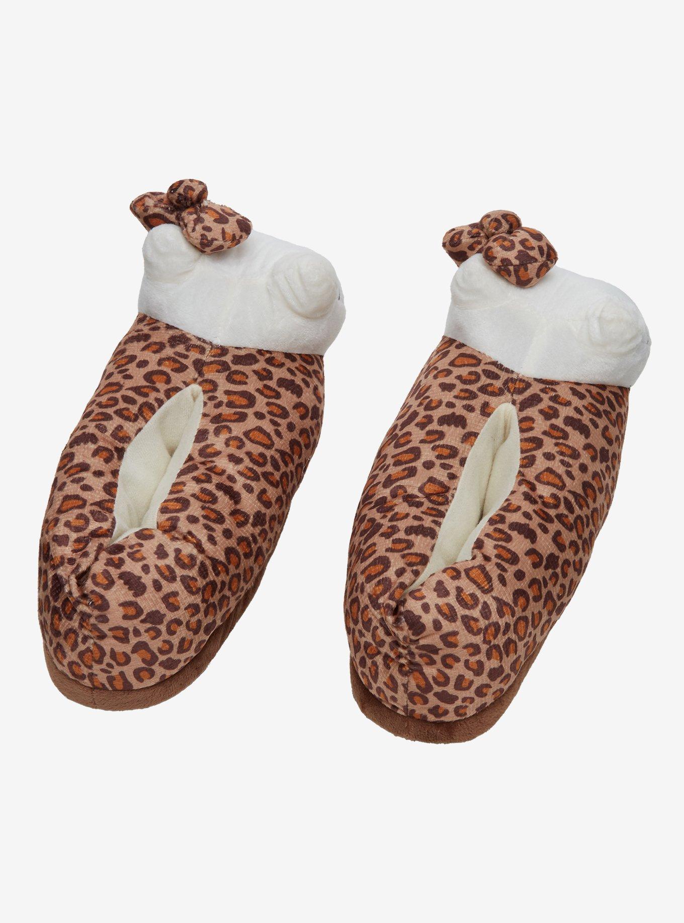 Hello Kitty Leopard Print Plush Slippers, MULTI, alternate