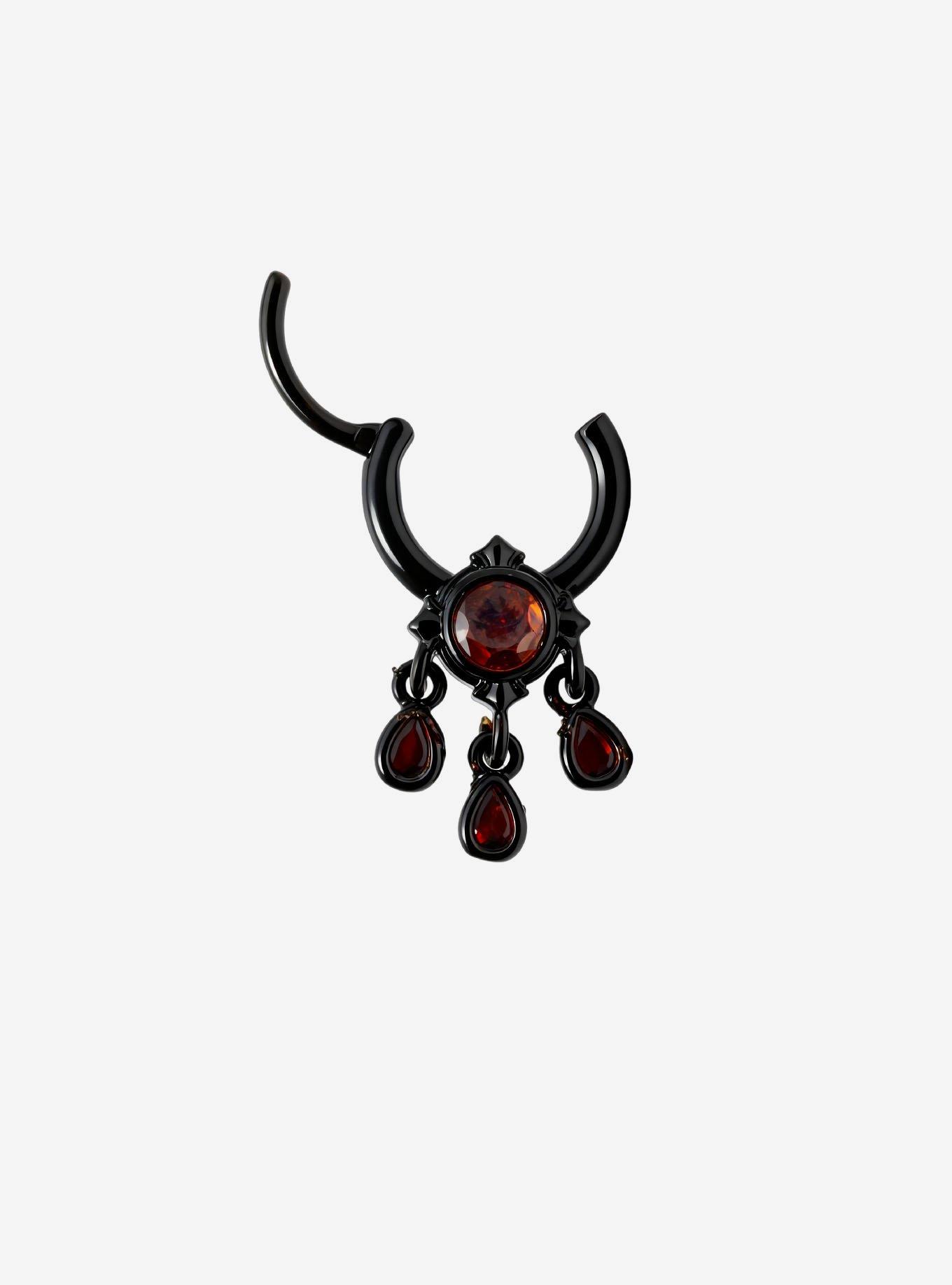 Steel Black & Red Bling Hinged Clicker, , hi-res