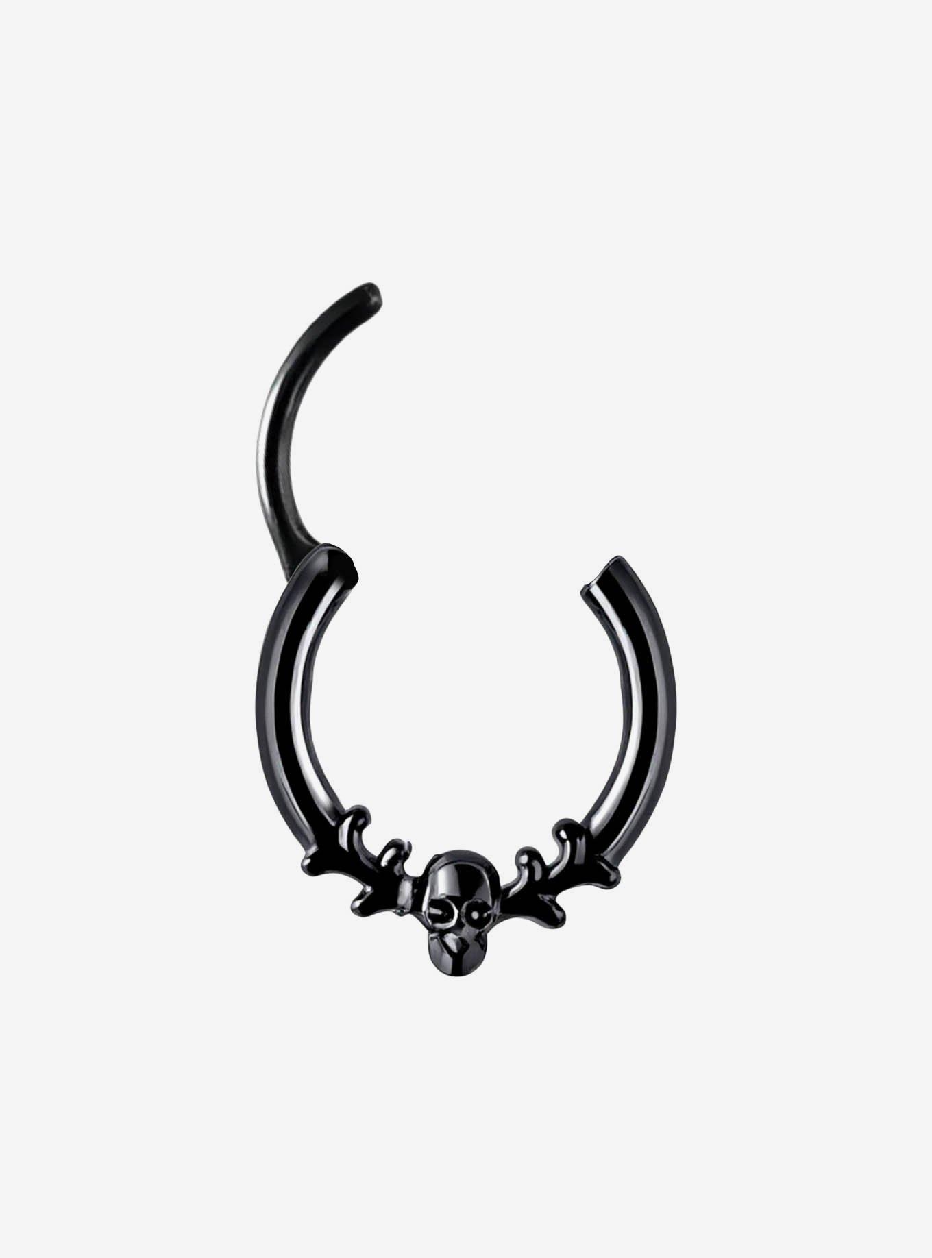 Steel Black Skull Bone Hinged Clicker, , hi-res