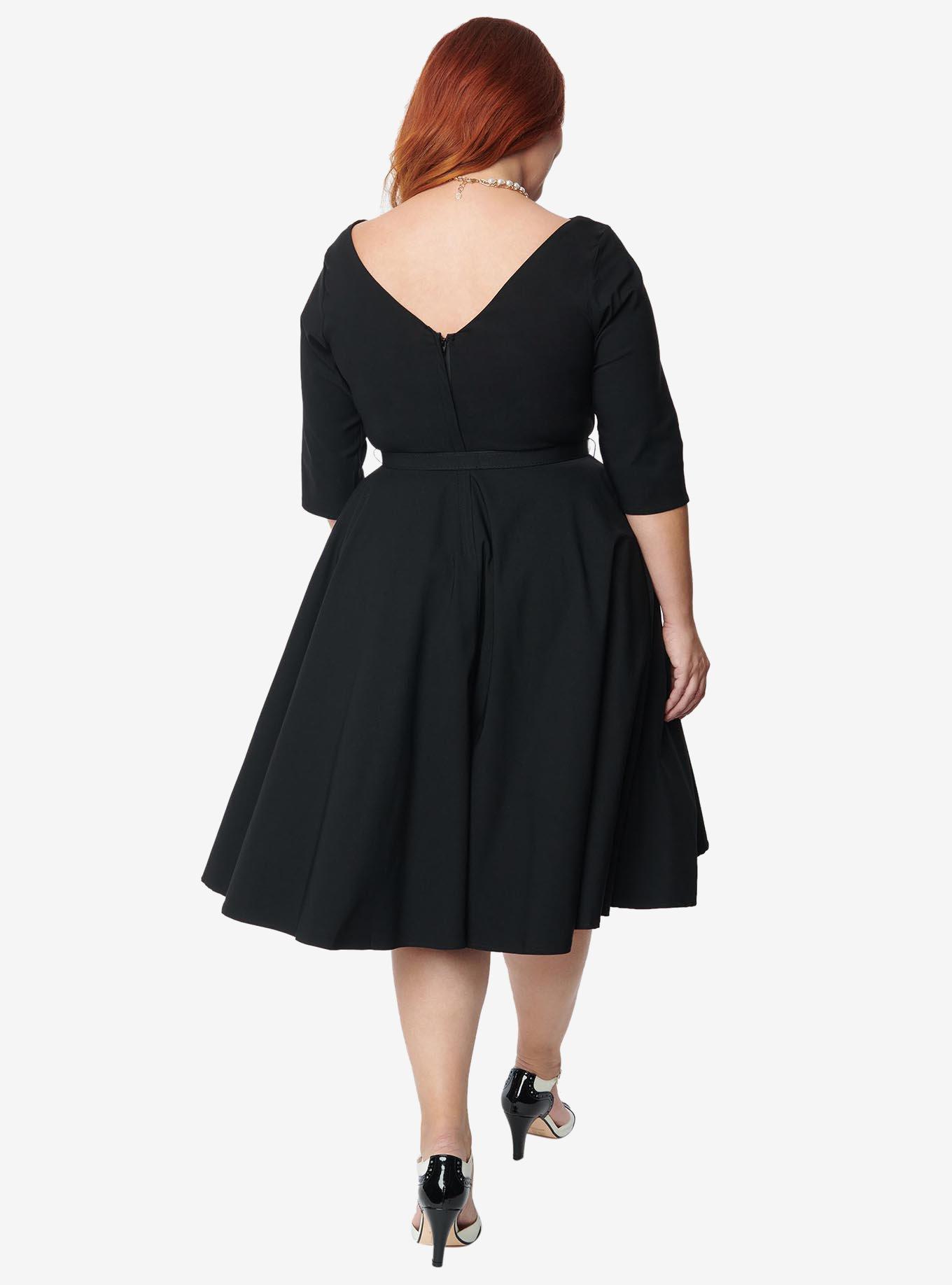 Unique Vintage Plus Size 1950s Black Devon Swing Dress, , hi-res