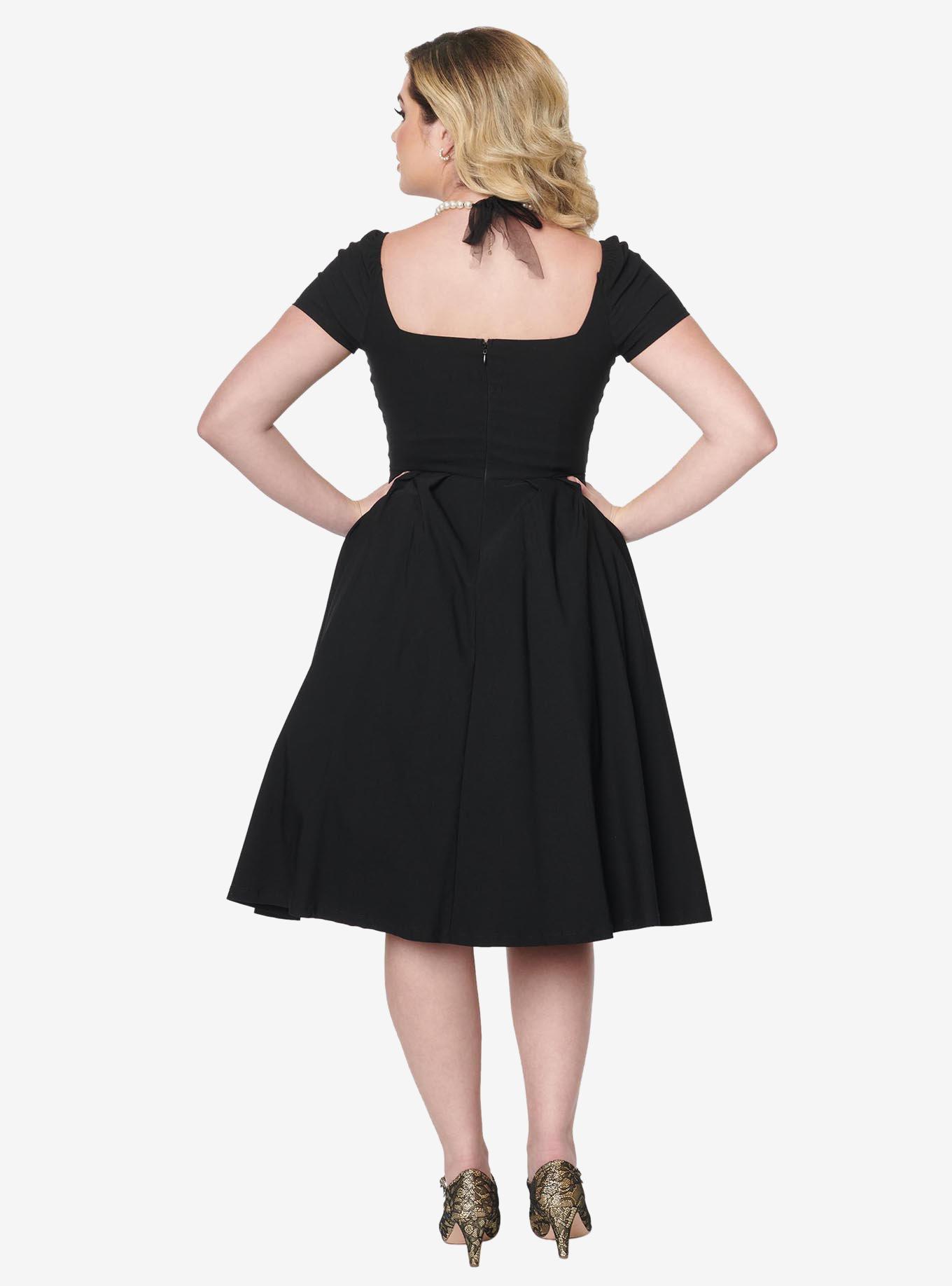 Unique Vintage Black Sweetheart Midge Swing Dress, , hi-res