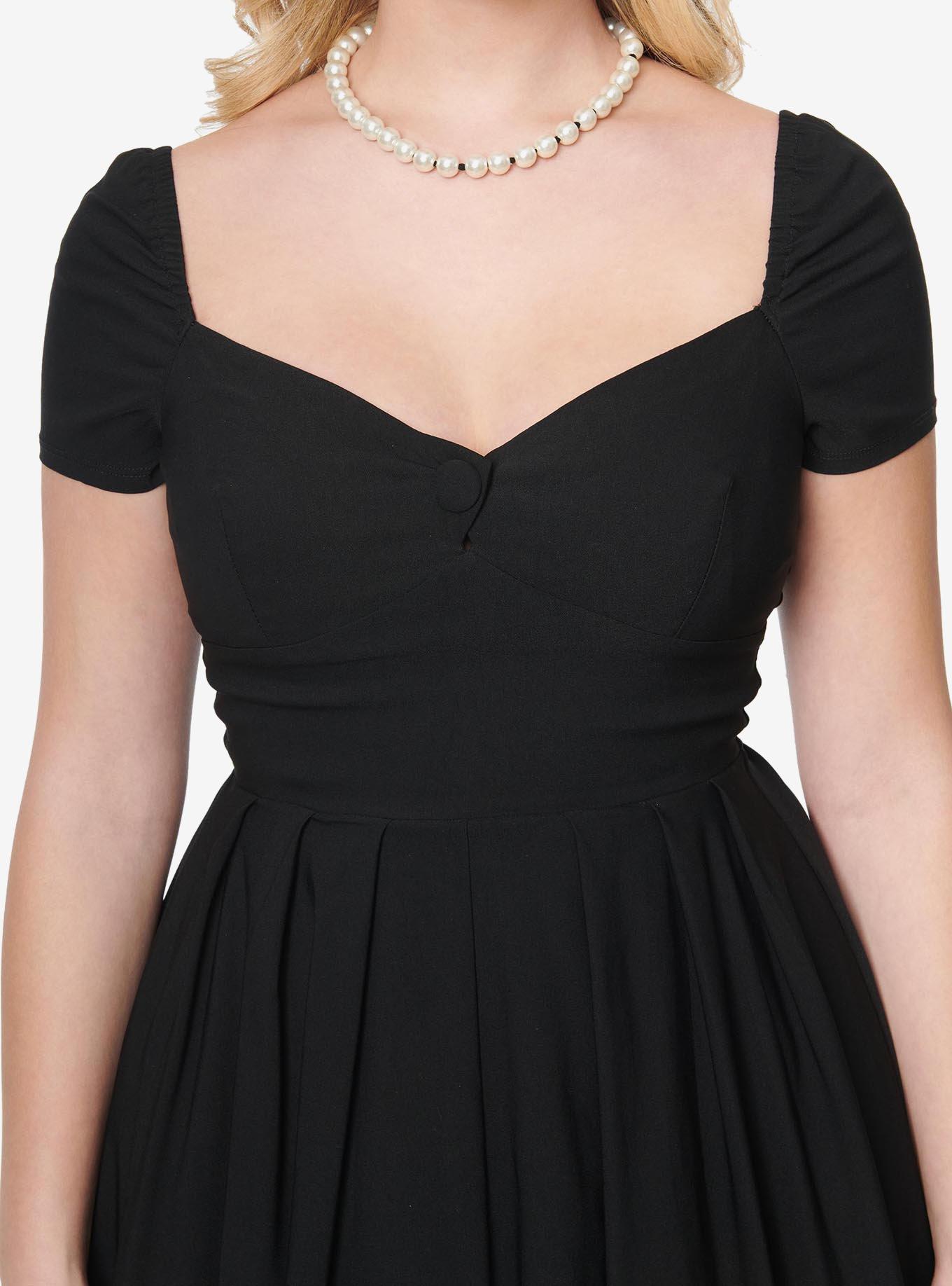 Unique Vintage Black Sweetheart Midge Swing Dress, BLACK, alternate