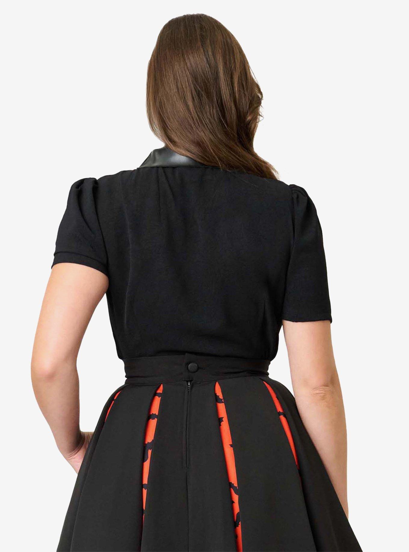 Unique Vintage Black Blouse W/Embroidered Collar, , hi-res