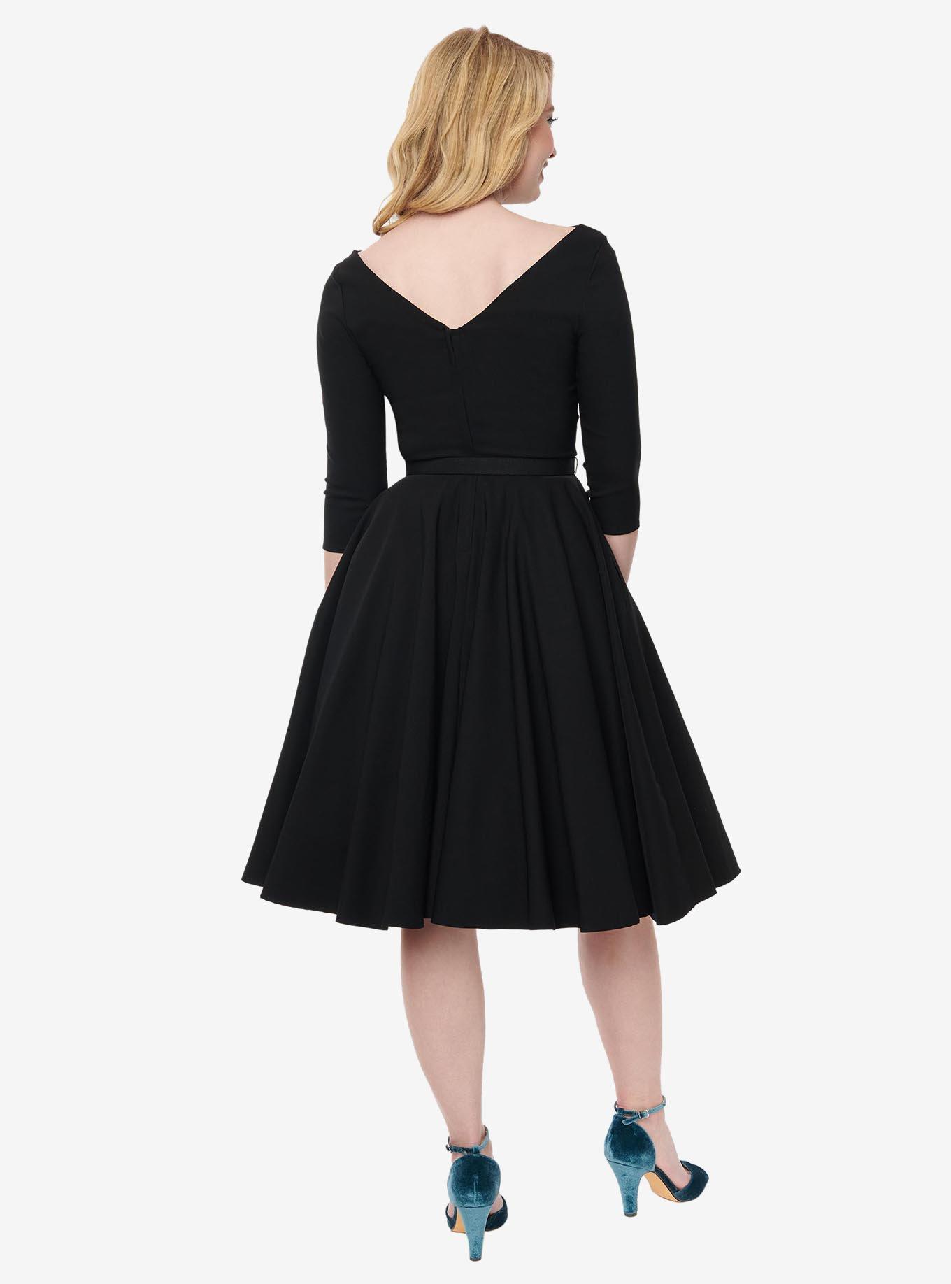 Unique Vintage Black Devon Swing Dress, , hi-res