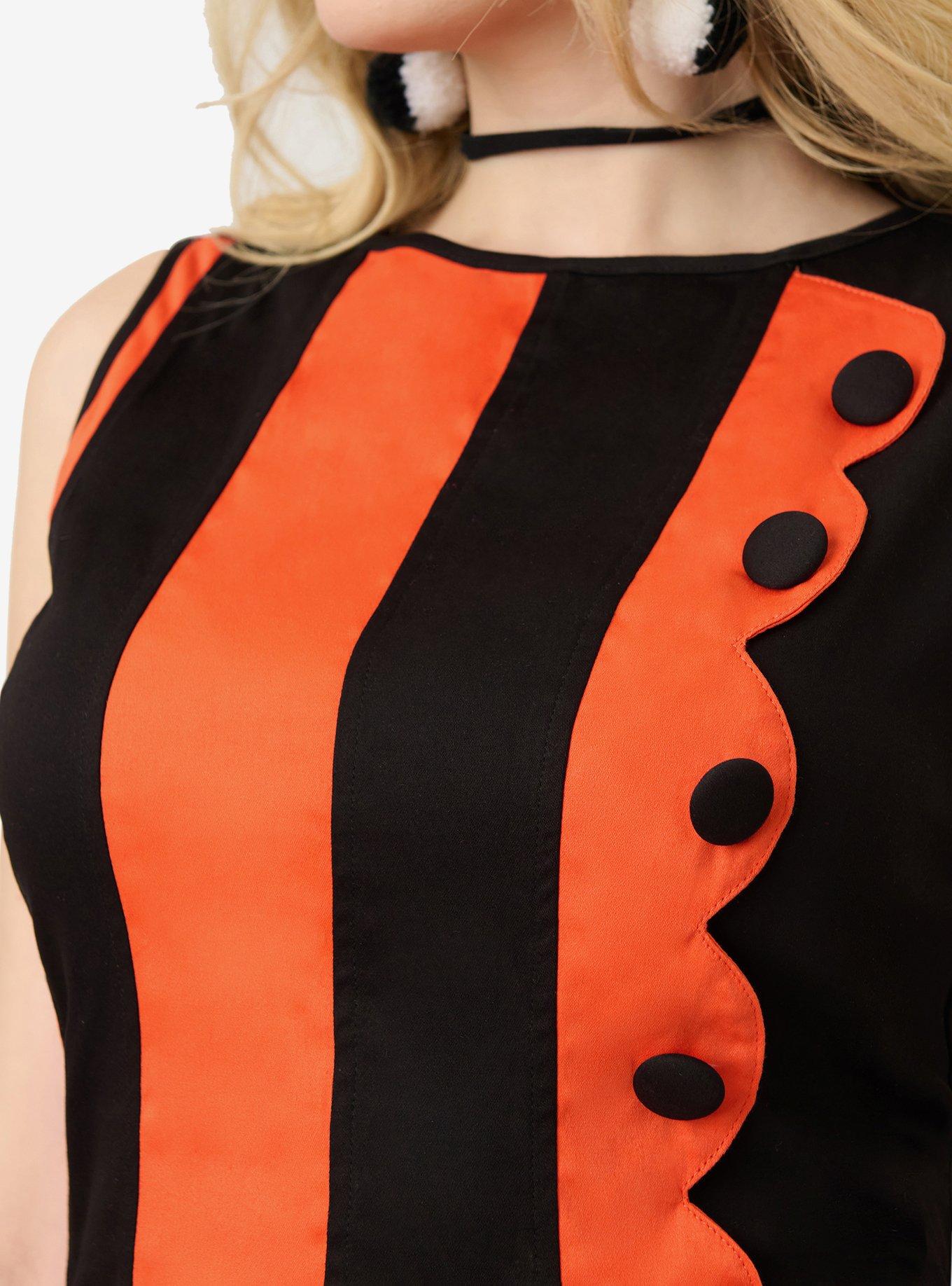 Smak Parlour Orange/Black Sleeveless Scalloped Panel Shift Dress, BLACK, alternate