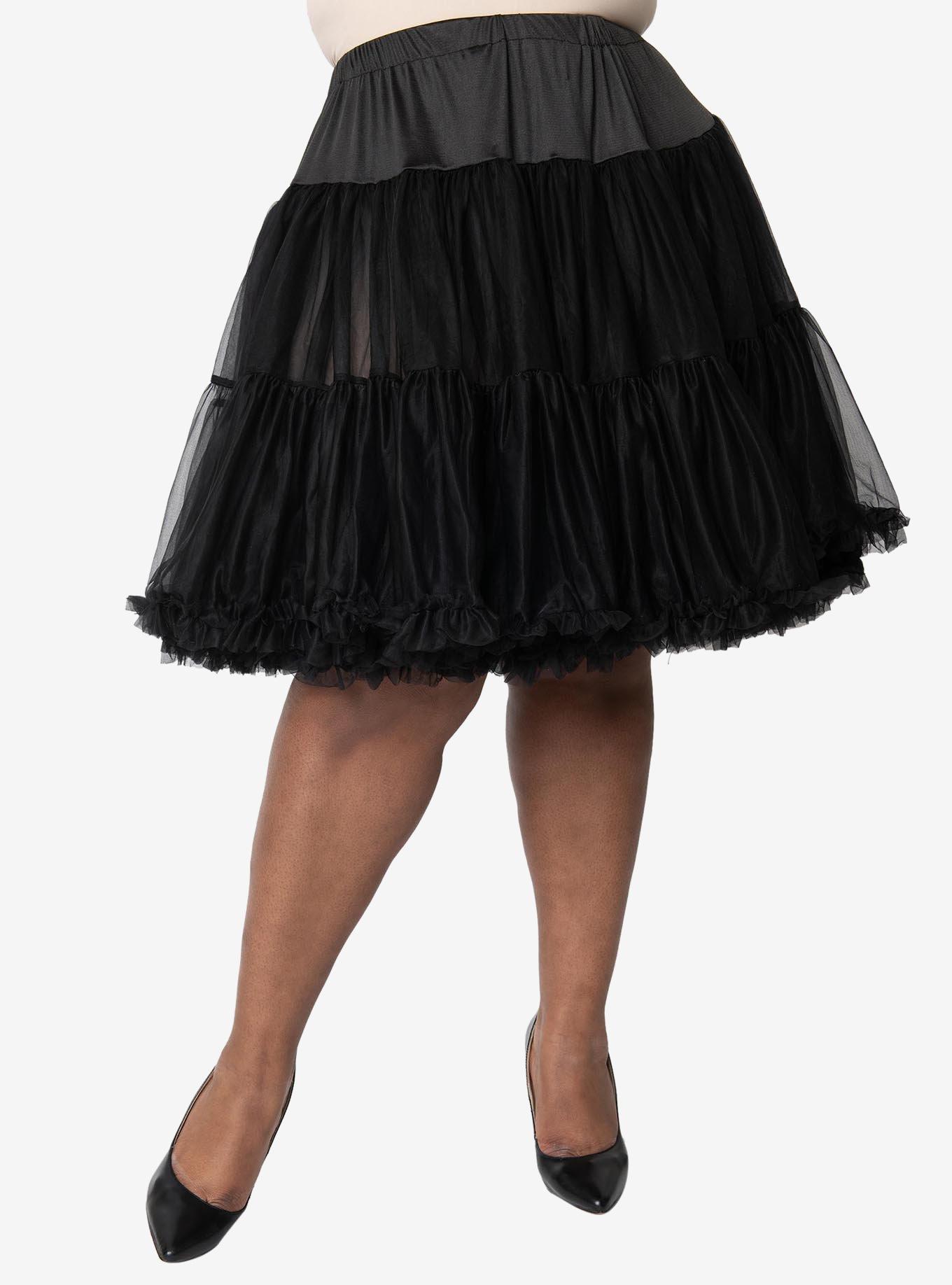 Unique Vintage Plus Size 1950s Style Black Ruffled Petticoat Crinoline, , hi-res