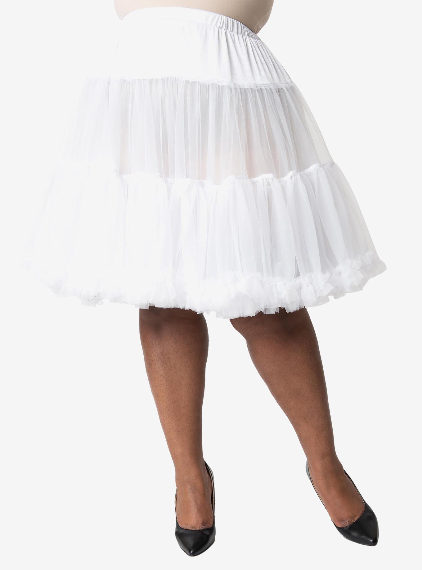 Unique Vintage Plus Size White Retro Style Ruffled Petticoat Crinoline, , hi-res