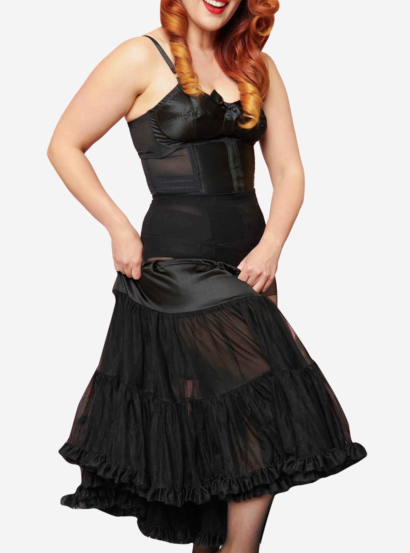 Unique Vintage 1950s Style Black Ruffled Petticoat Crinoline, , hi-res
