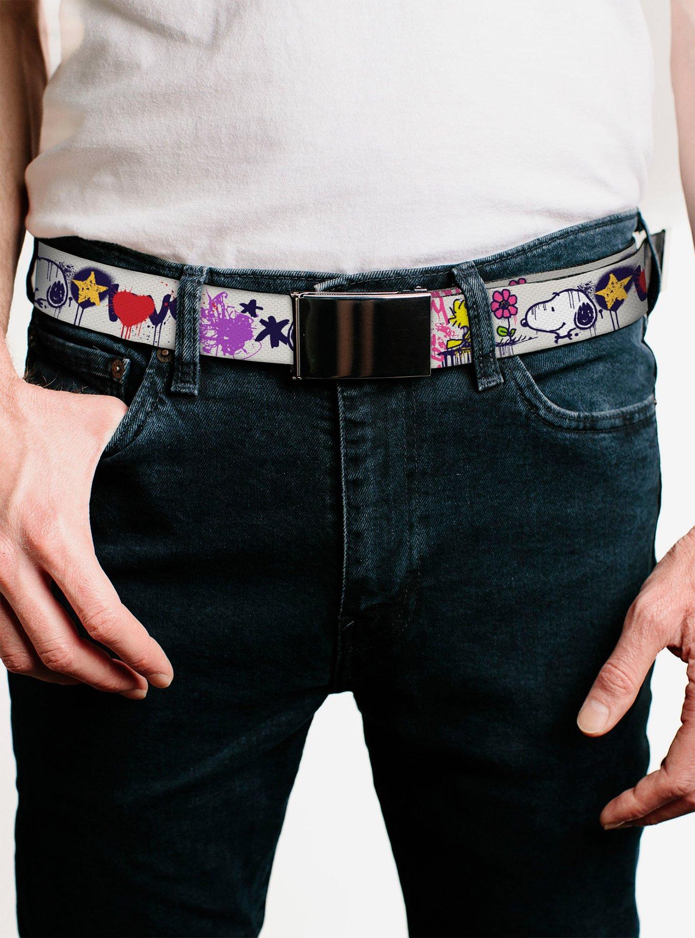 Peanuts Snoopy and Woodstock Graffiti Multi Adjustable Clamp Buckle Belt, , hi-res