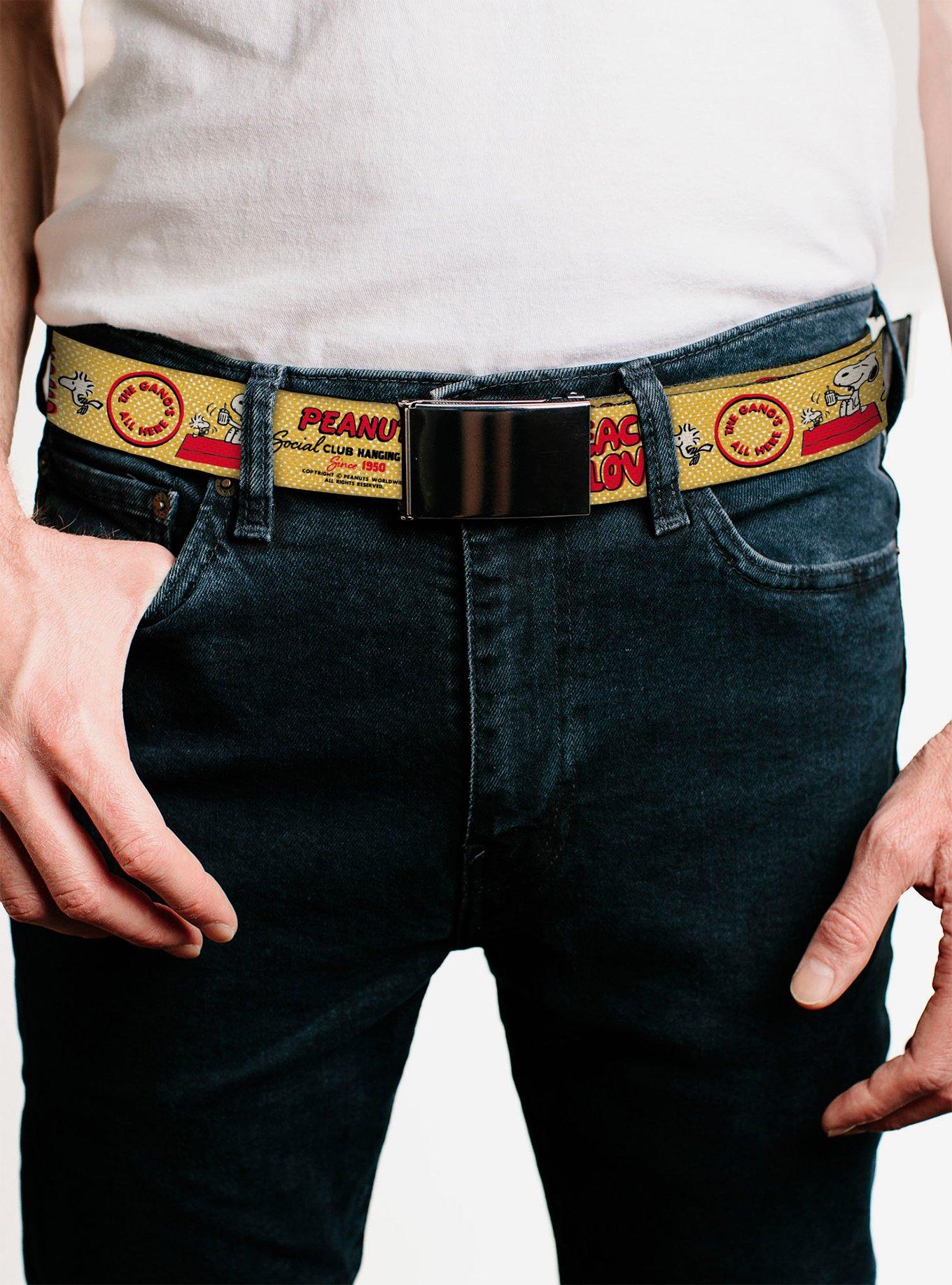 Peanuts Social Club Peace and Love Scenes Adjustable Clamp Buckle Belt, , hi-res