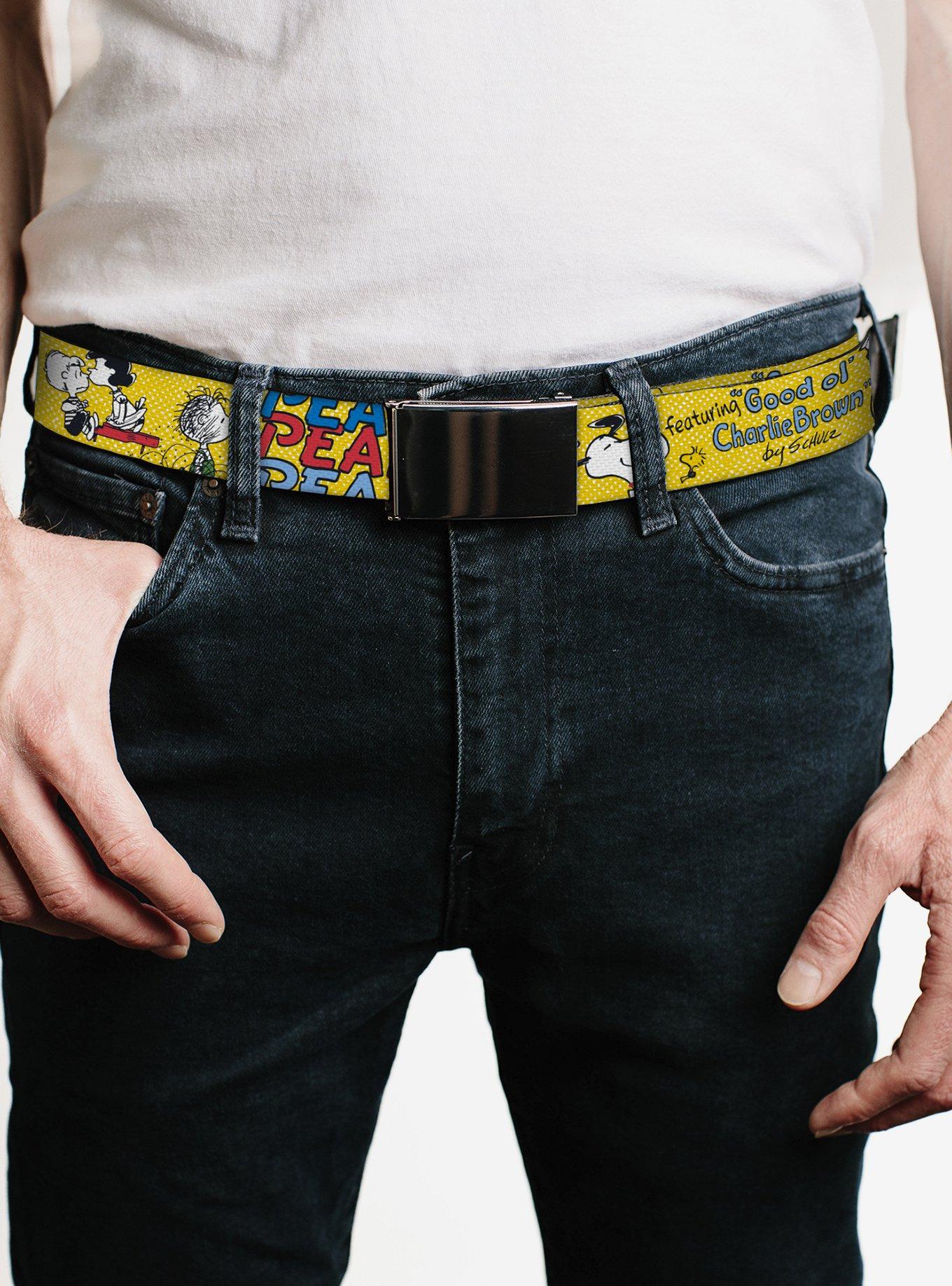 Peanuts Gang Featuring Good Ol' Charlie Brown Poses Adjustable Clamp Buckle Belt, , hi-res