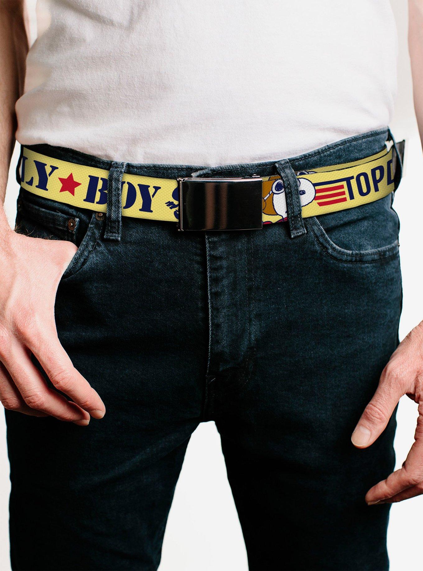 Peanuts Snoopy Fly Boy Top Dog Flying Ace Adjustable Clamp Buckle Belt, BRIGHT YELLOW, alternate