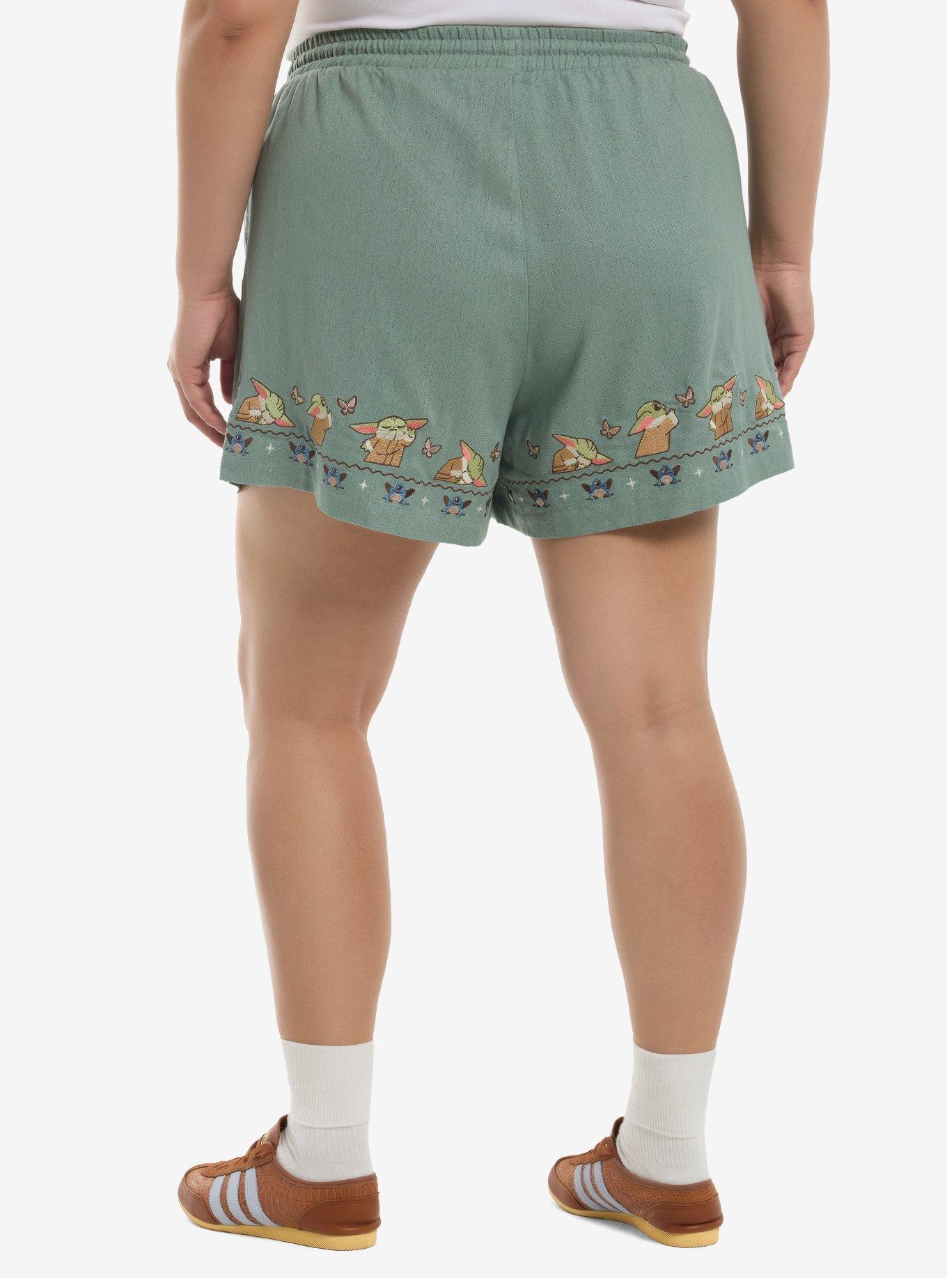 Her Universe Star Wars The Mandalorian Grogu Linen Shorts Plus Size Her Universe Exclusive, , hi-res