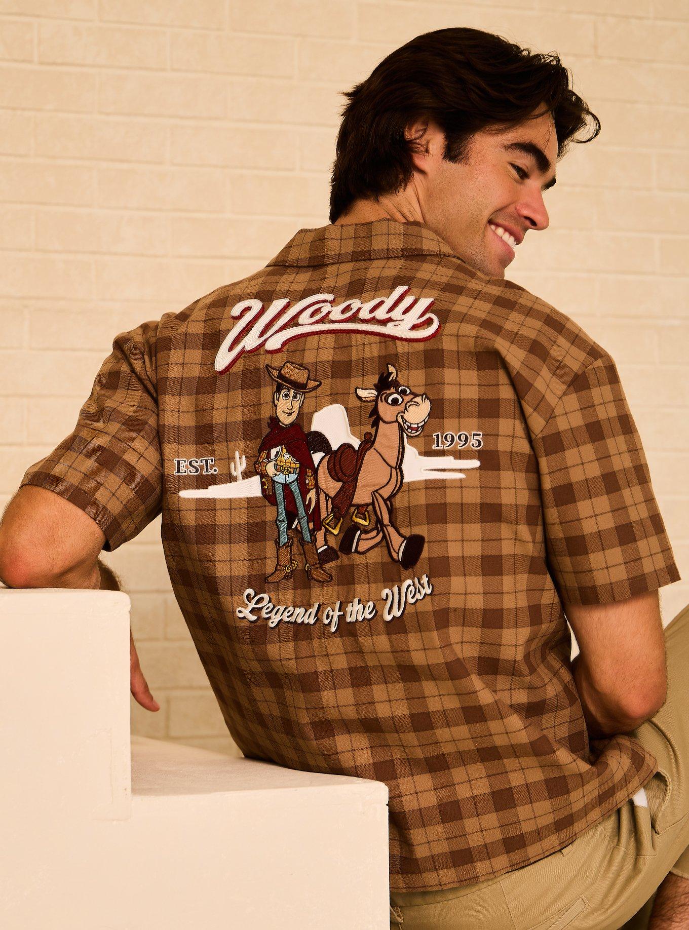 Disney Pixar Toy Story Woody Plaid Mechanic Woven T-Shirt - BoxLunch Exclusive, , hi-res