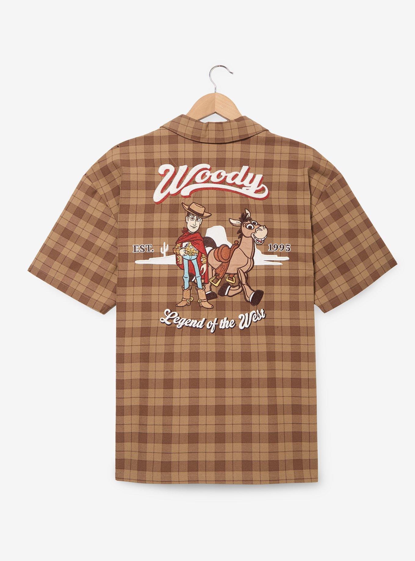 Disney Pixar Toy Story Woody Plaid Mechanic Woven T-Shirt - BoxLunch Exclusive, BROWN, alternate