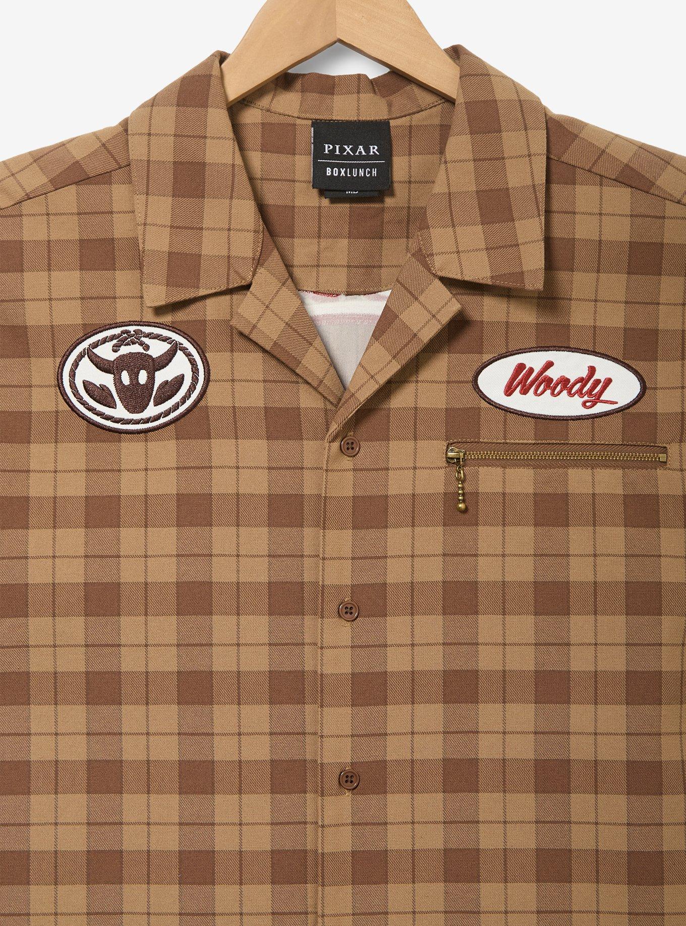 Disney Pixar Toy Story Woody Plaid Mechanic Woven T-Shirt - BoxLunch Exclusive, BROWN, alternate
