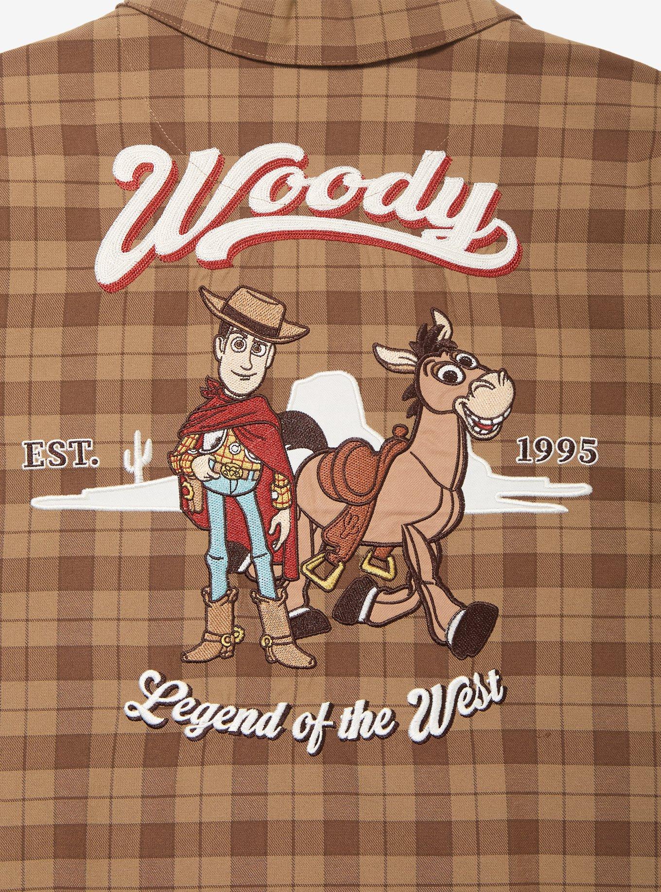 Disney Pixar Toy Story Woody Plaid Mechanic Woven T-Shirt - BoxLunch Exclusive, BROWN, alternate