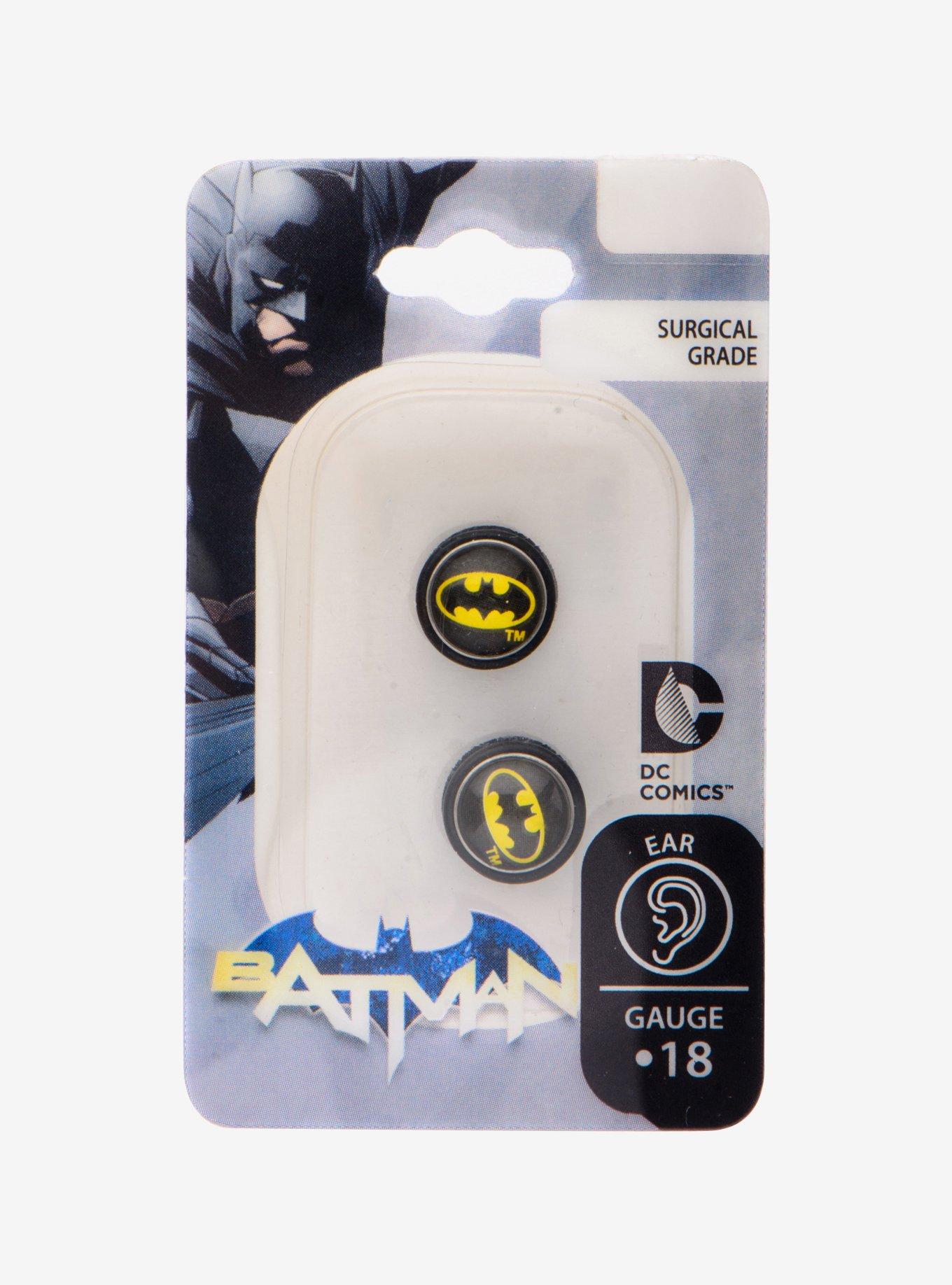DC Comics Batman Logo Fronts Screw Back 18G Earrings, , alternate
