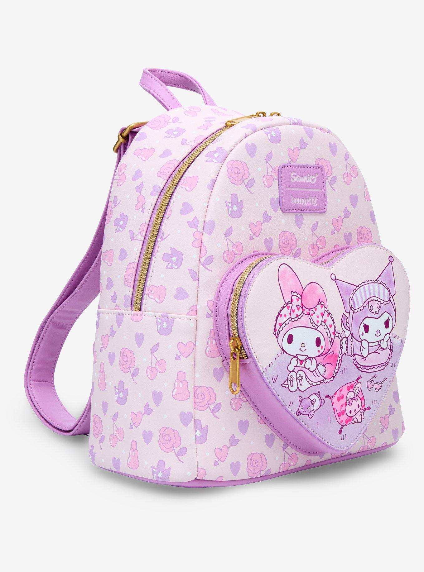 Loungefly My Melody & Kuromi Sleepover Heart Mini Backpack, , hi-res