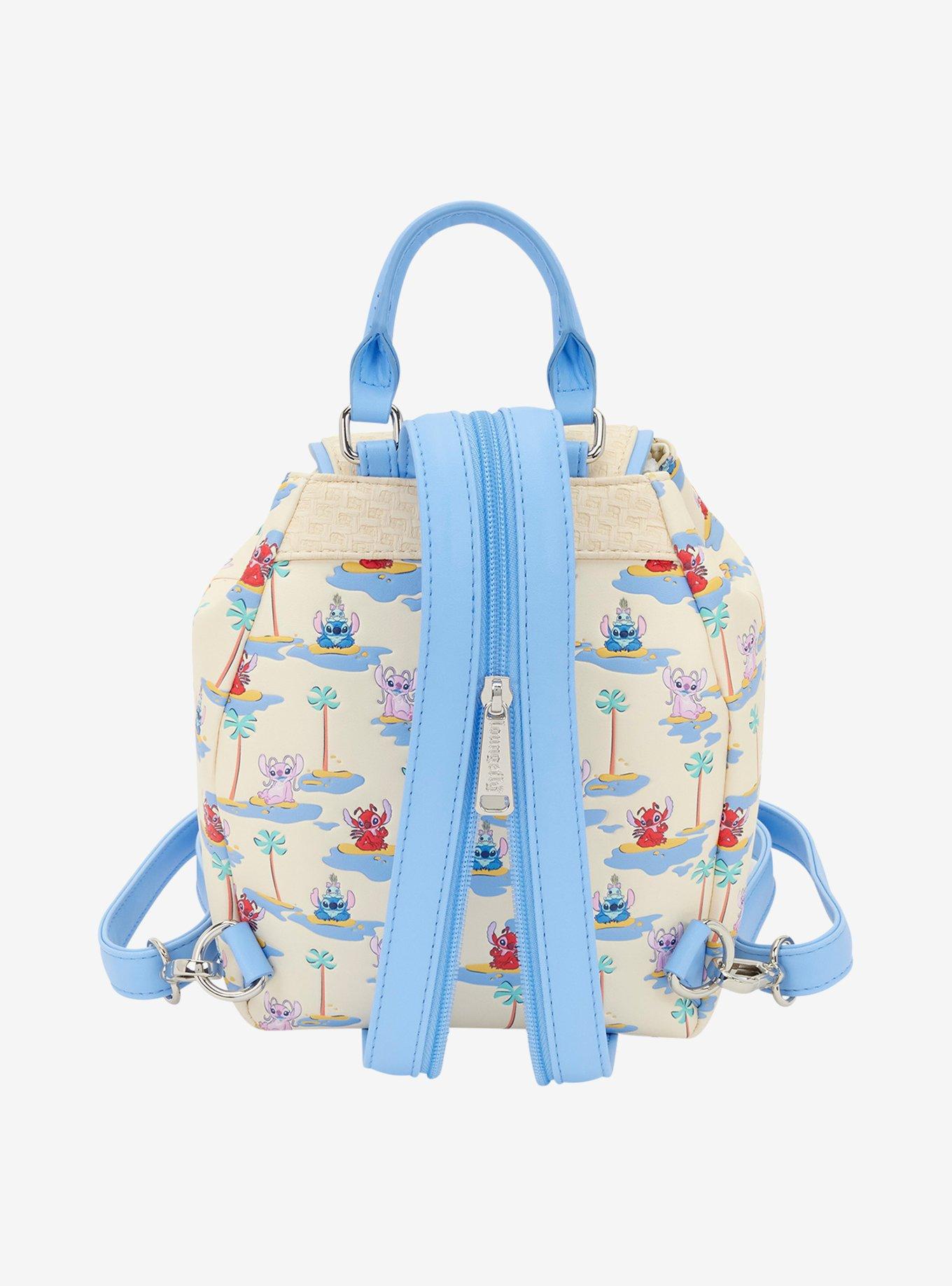 Loungefly Disney Lilo & Stitch Angel, Leroy, & Stitch Allover Print Convertible Mini Backpack, , alternate