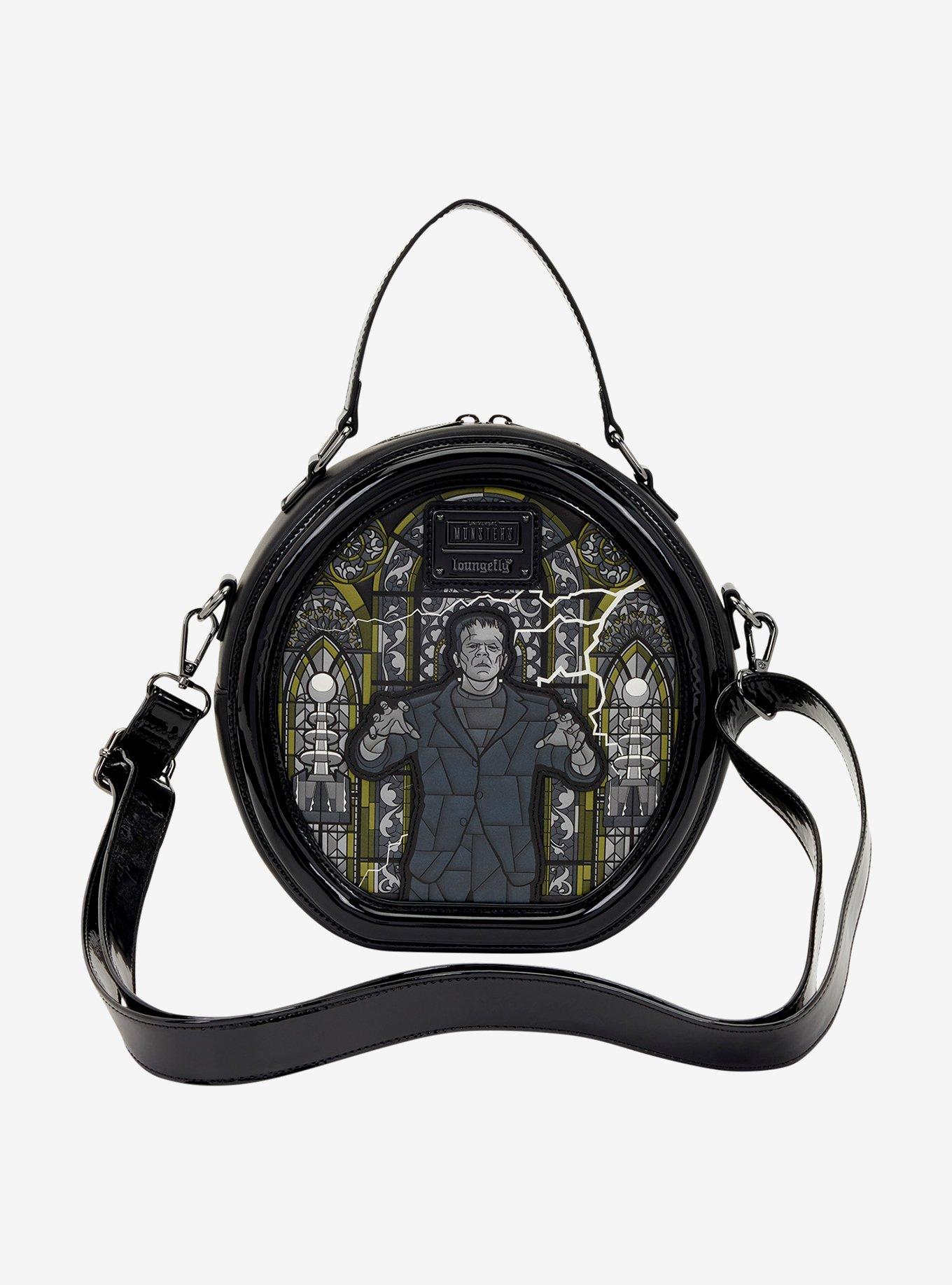 Loungefly Universal Monsters Dracula & Frankenstein Stained Glass Crossbody Bag, , alternate - view 3
