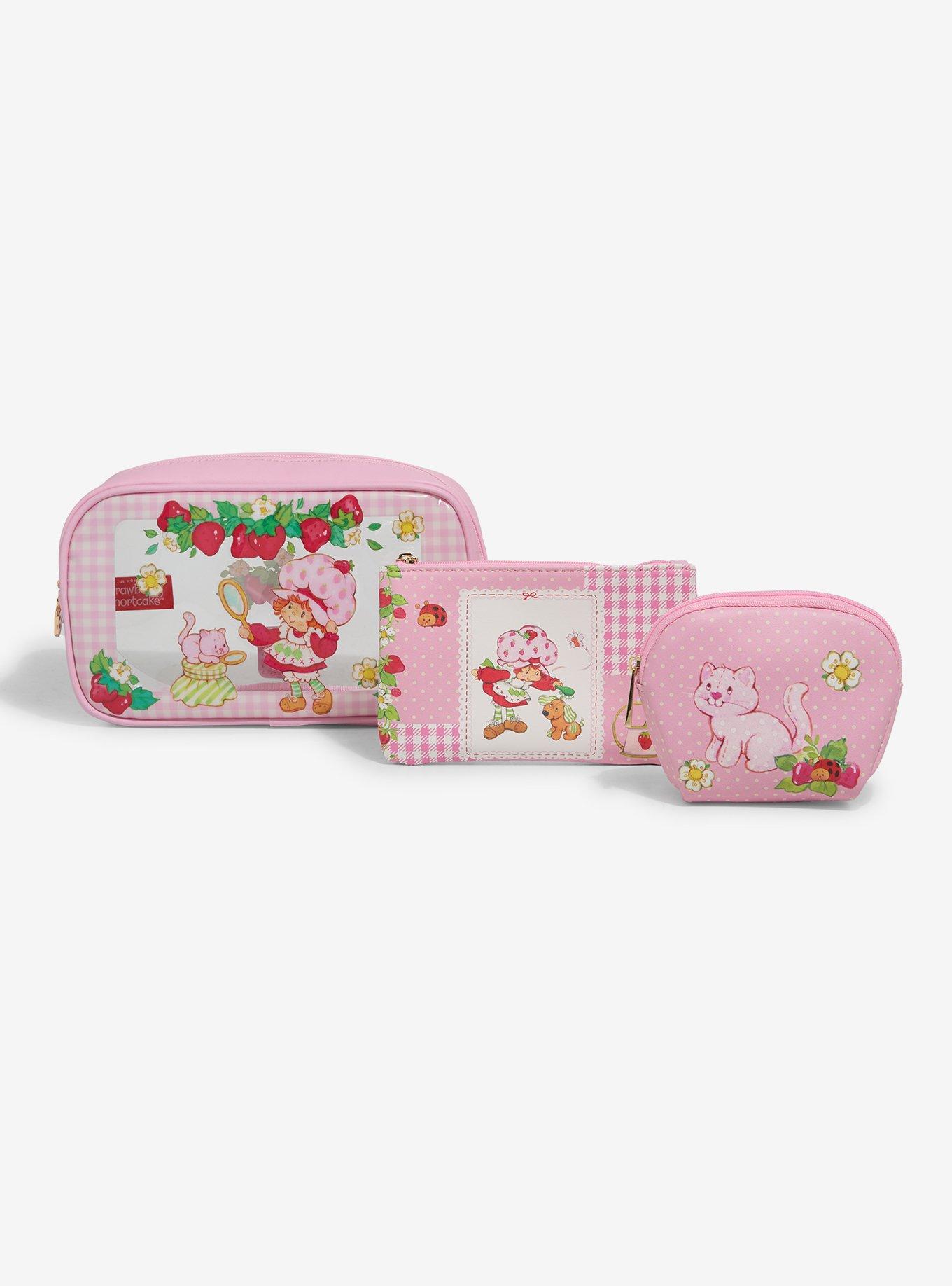 Strawberry Shortcake Pink Gingham Cosmetic Bag Set &mdash; BoxLunch Exclusive, , hi-res
