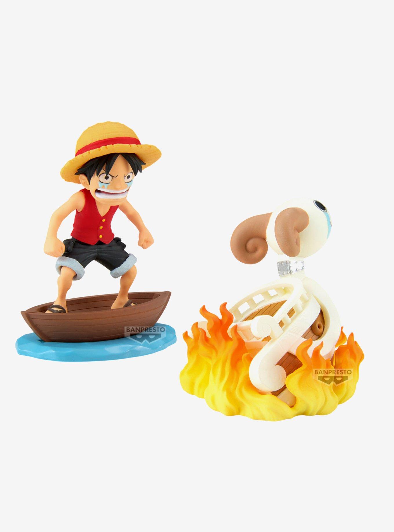 Bandai Namco One Piece World Collectable Figure Log Stories Luffy & Going Merry Mini Figures, , hi-res
