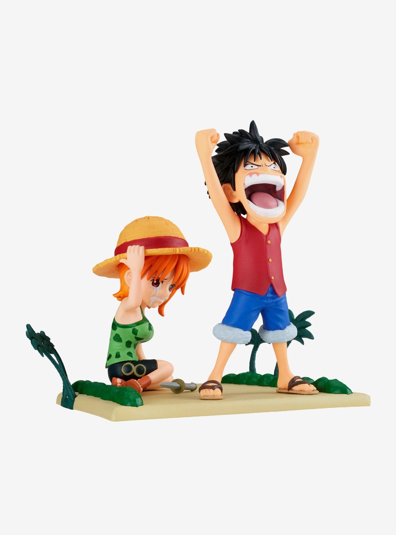 Bandai Namco One Piece World Collectable Figure Log Stories Luffy & Nami Mini Figure, , hi-res