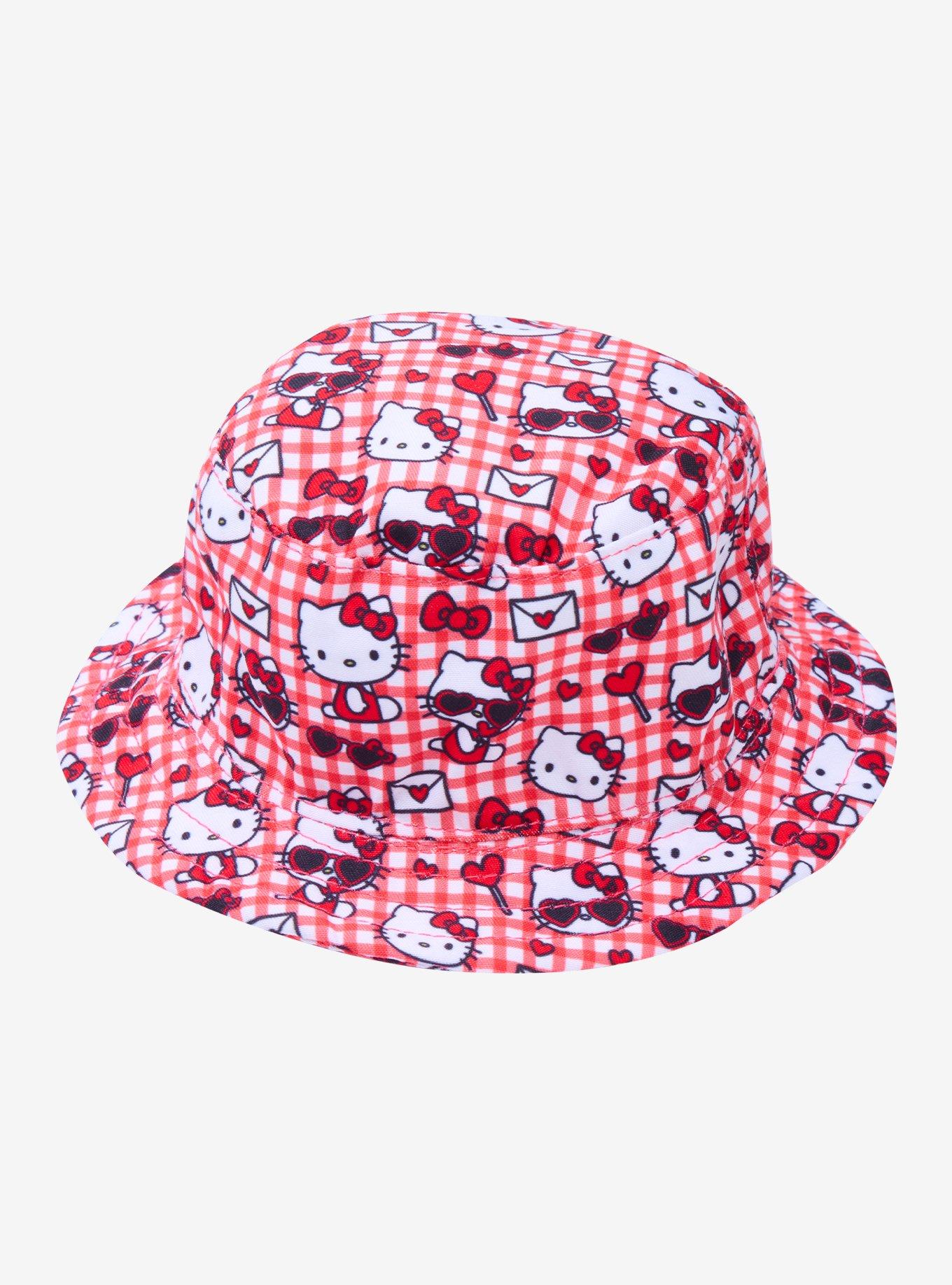 Sassy Woof Sanrio Hello Kitty Gingham Small Pet Bucket Hat, , alternate
