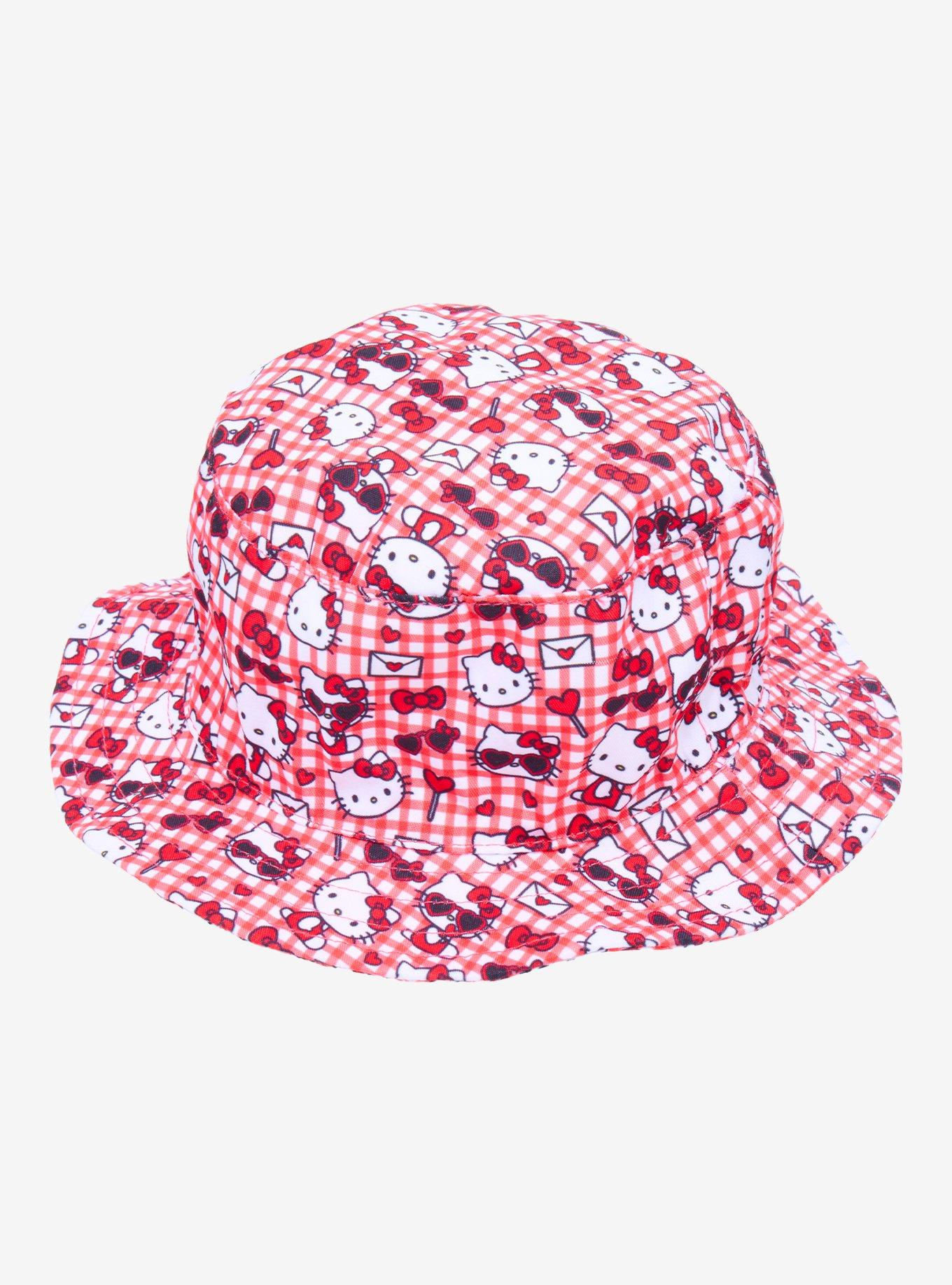 Sassy Woof Sanrio Hello Kitty Gingham Medium Pet Bucket Hat, , alternate