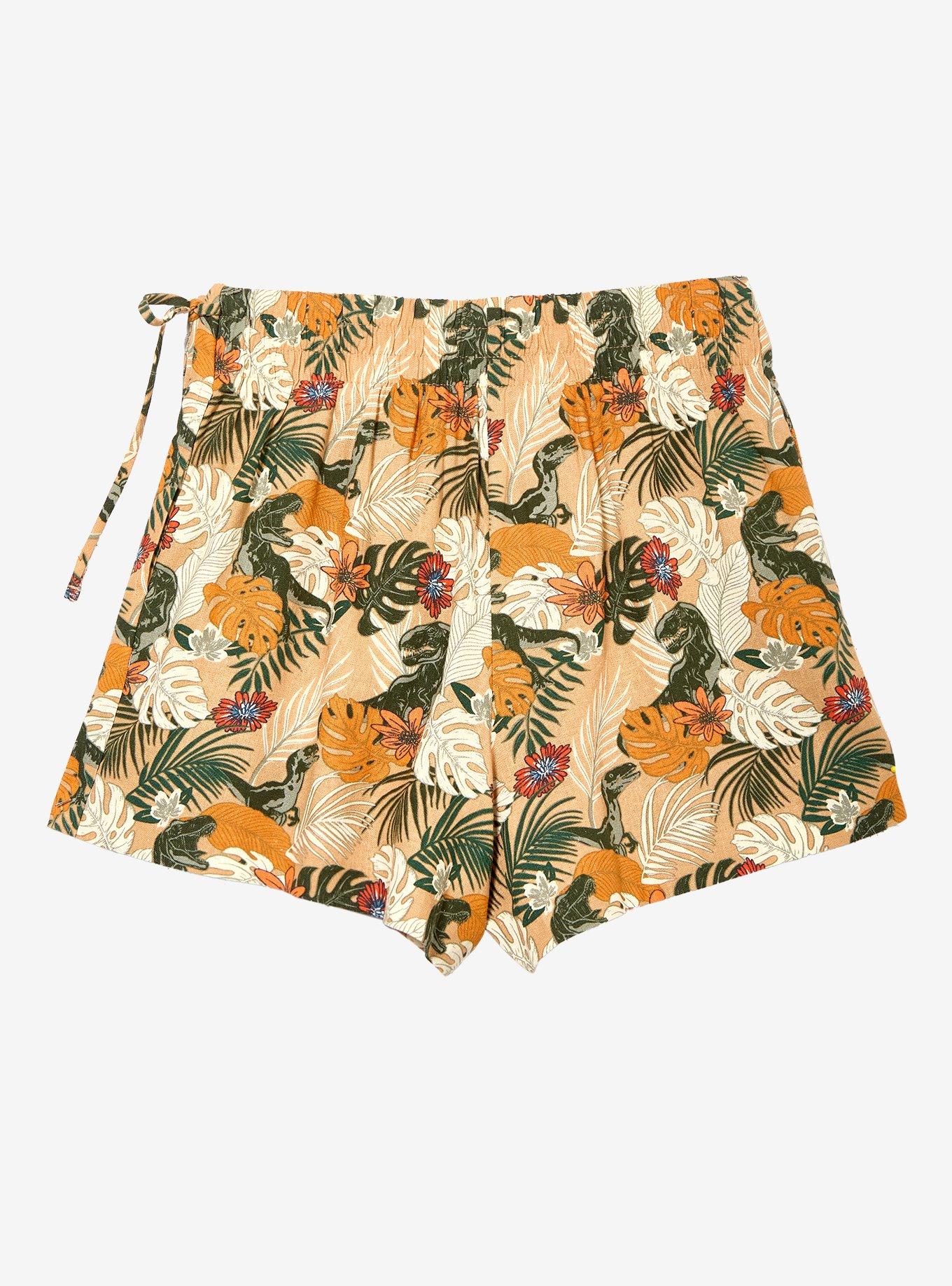 Jurassic Park Dinosaur Foliage Allover Print Linen Skort, MULTI, alternate - view 3