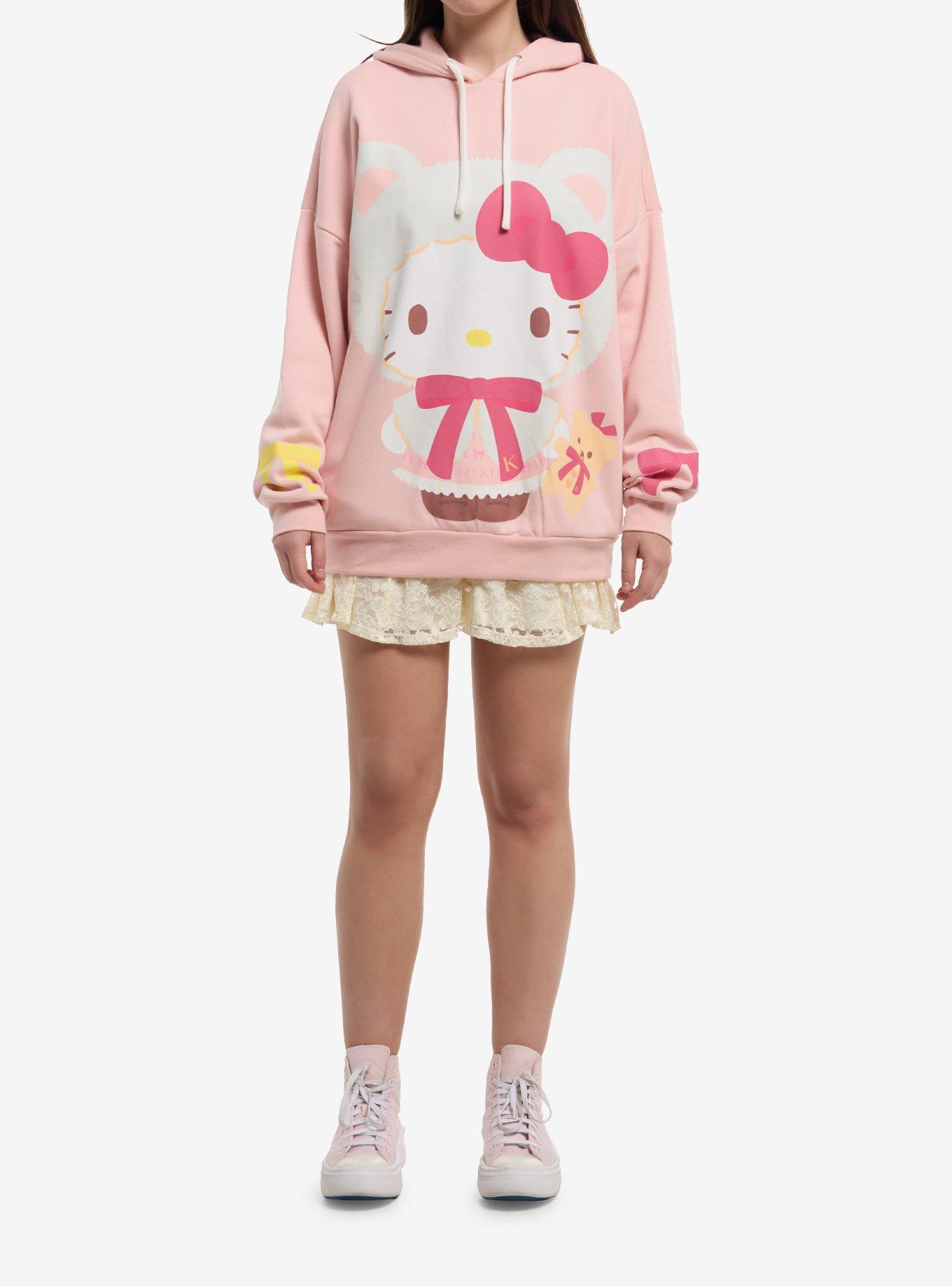 Hello Kitty & Mimmy Cozy Bear Girls Oversized Hoodie, , alternate