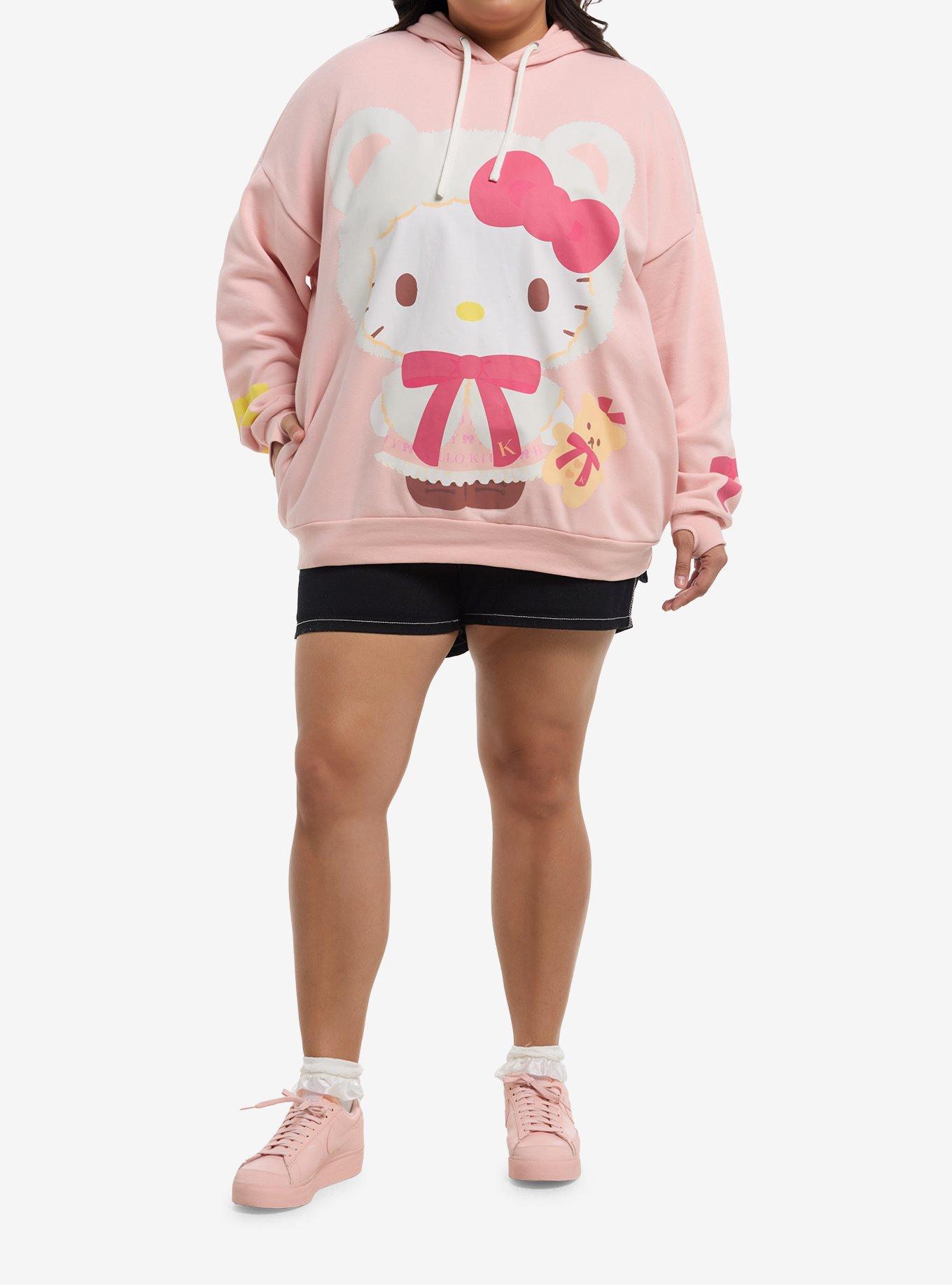 Hello Kitty & Mimmy Cozy Bear Girls Oversized Hoodie Plus Size, , alternate