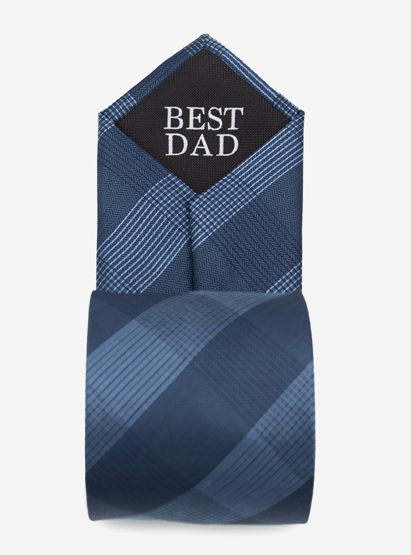 Best Dad Plaid Dark Blue Men's Tie, , hi-res