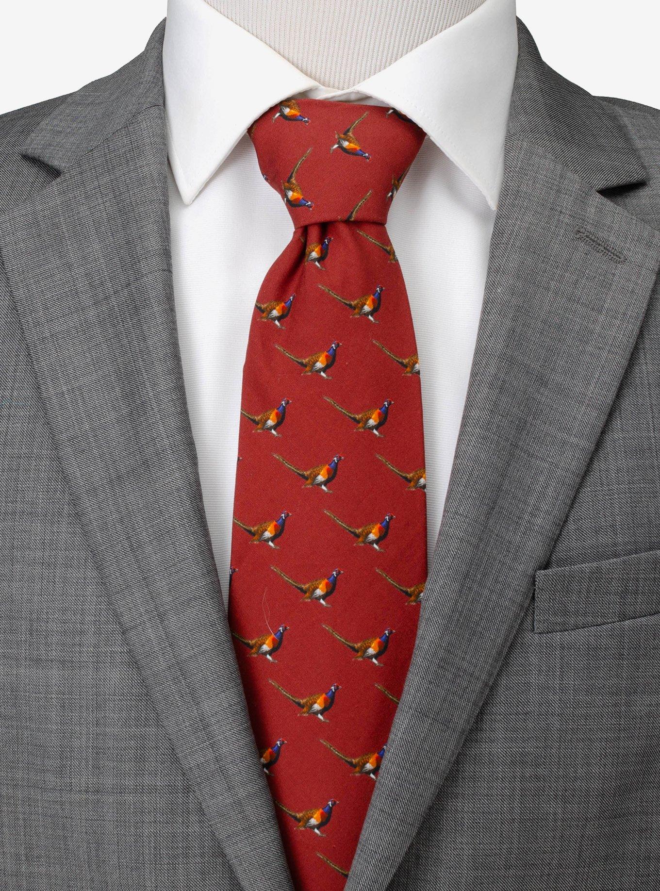 Pheasant Burgundy Men's Tie, , hi-res