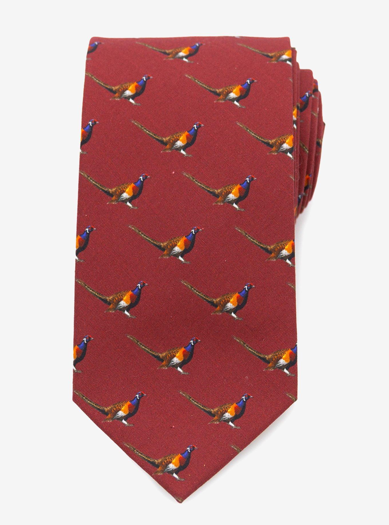 Pheasant Burgundy Men's Tie, , alternate