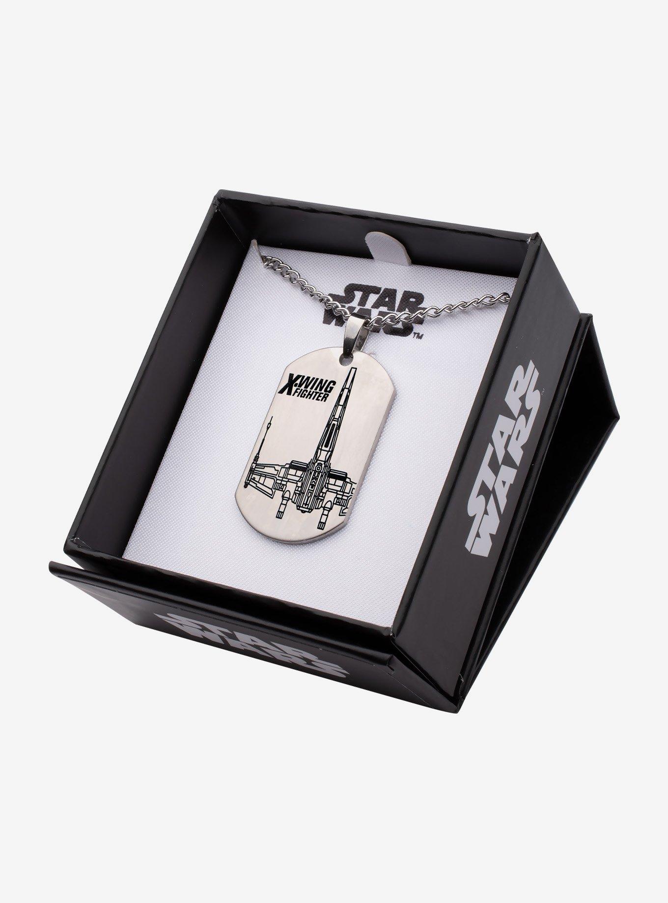 Star Wars Episode 7 X-Wing Fighter Laser Etched Dog Tag Pendant Necklace, , alternate