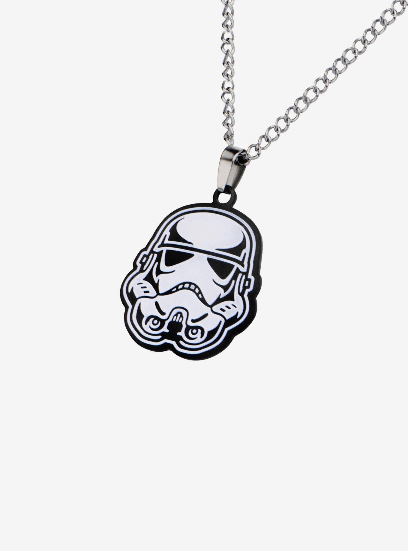 Star Wars Etched Stormtrooper Enamel Pendant Necklace, , hi-res
