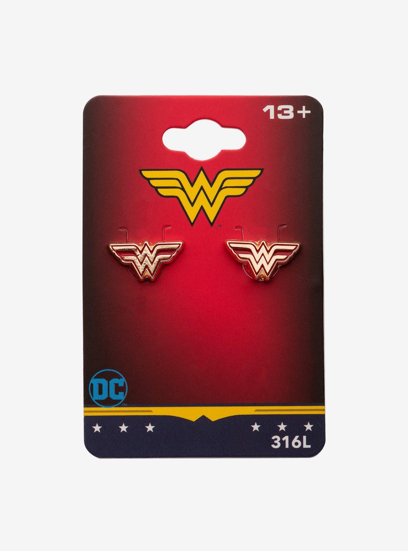 DC Comics Wonder Woman Logo Stud Earrings, , hi-res