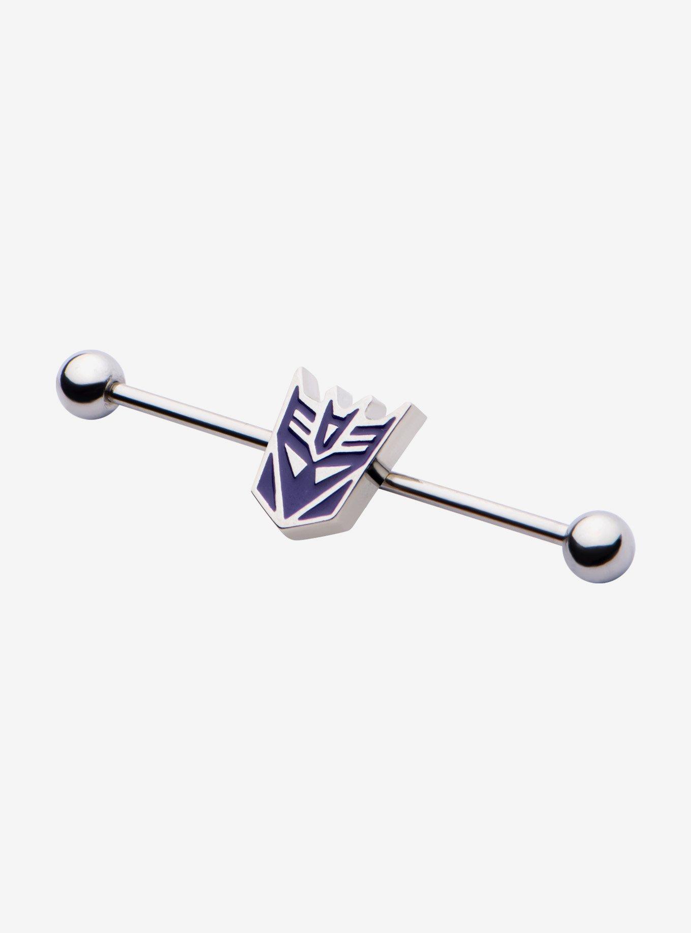 Transformers Steel Decepticon 14G Industrial Barbell, , hi-res