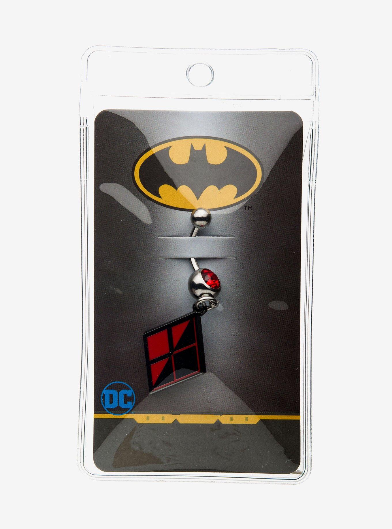 DC Comics Harley Quinn Logo Stainless Steel Dangle Navel Ring, , alternate