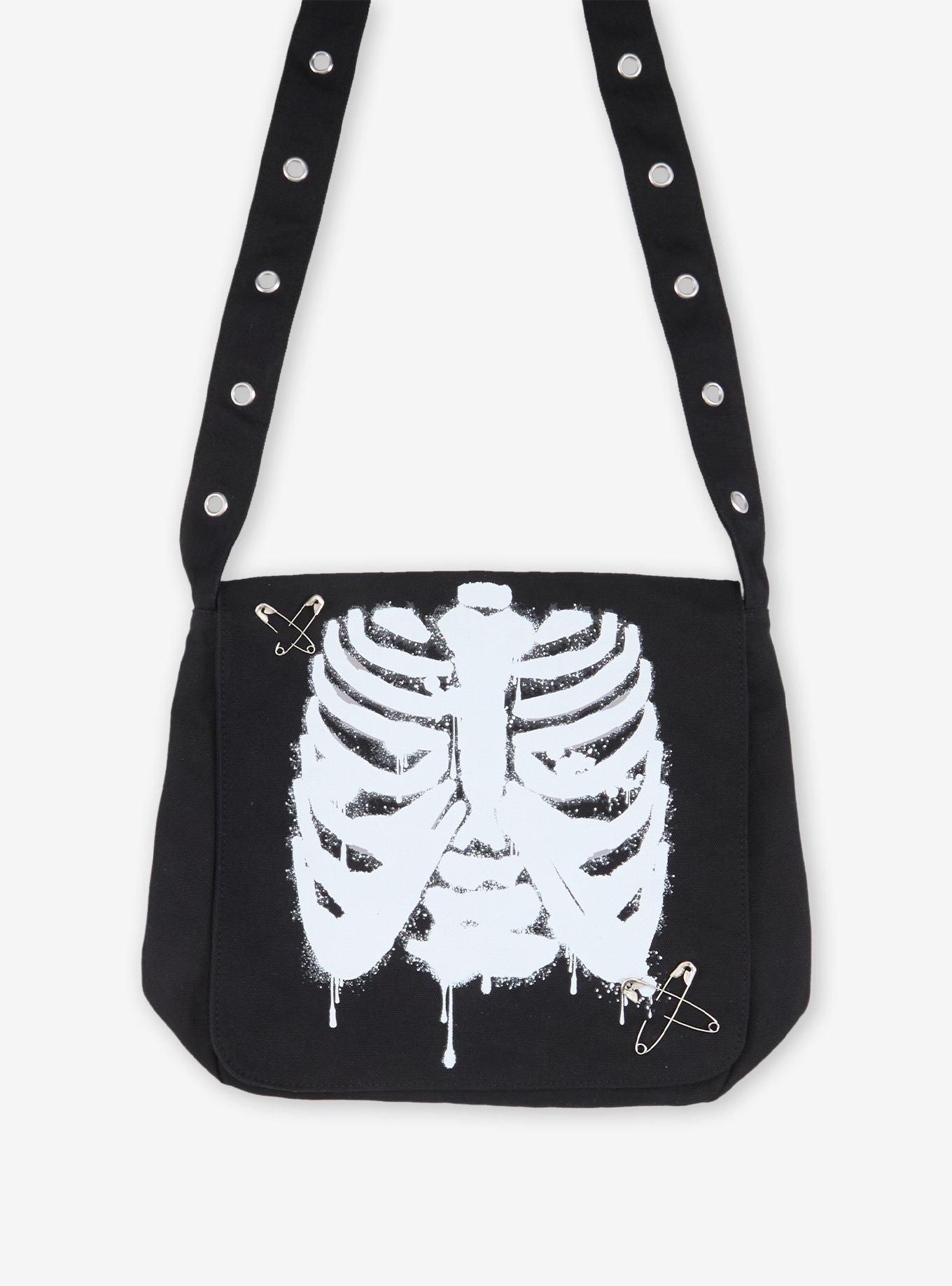 Rib Cage Spray Paint Grommet Messenger Bag, , hi-res