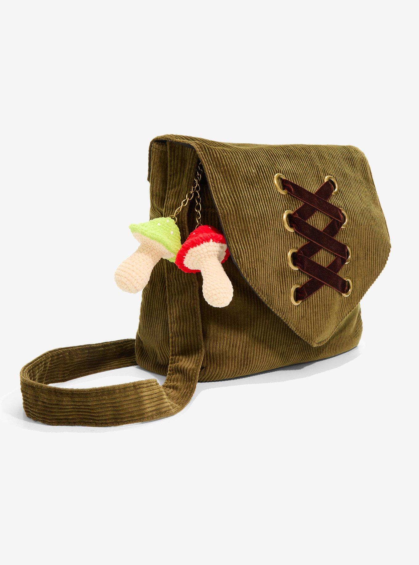 Suede Lace-Up Mushroom Charm Messenger Bag, , hi-res