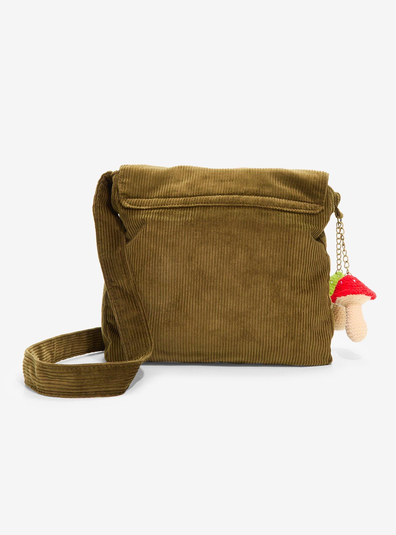 Suede Lace-Up Mushroom Charm Messenger Bag, , alternate